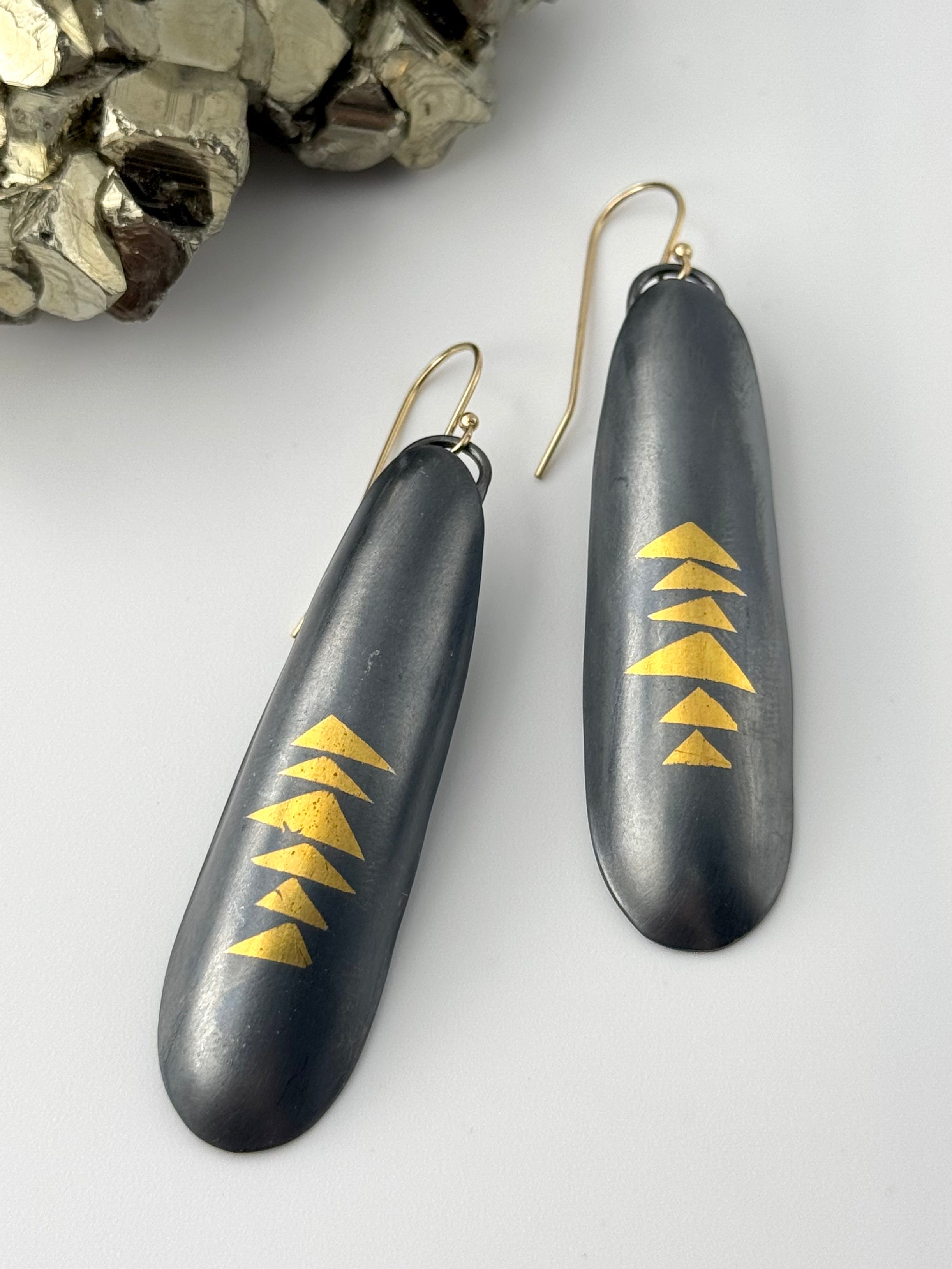 •KEUM-BOO TRIANGLES• silver + gold dangle earrings