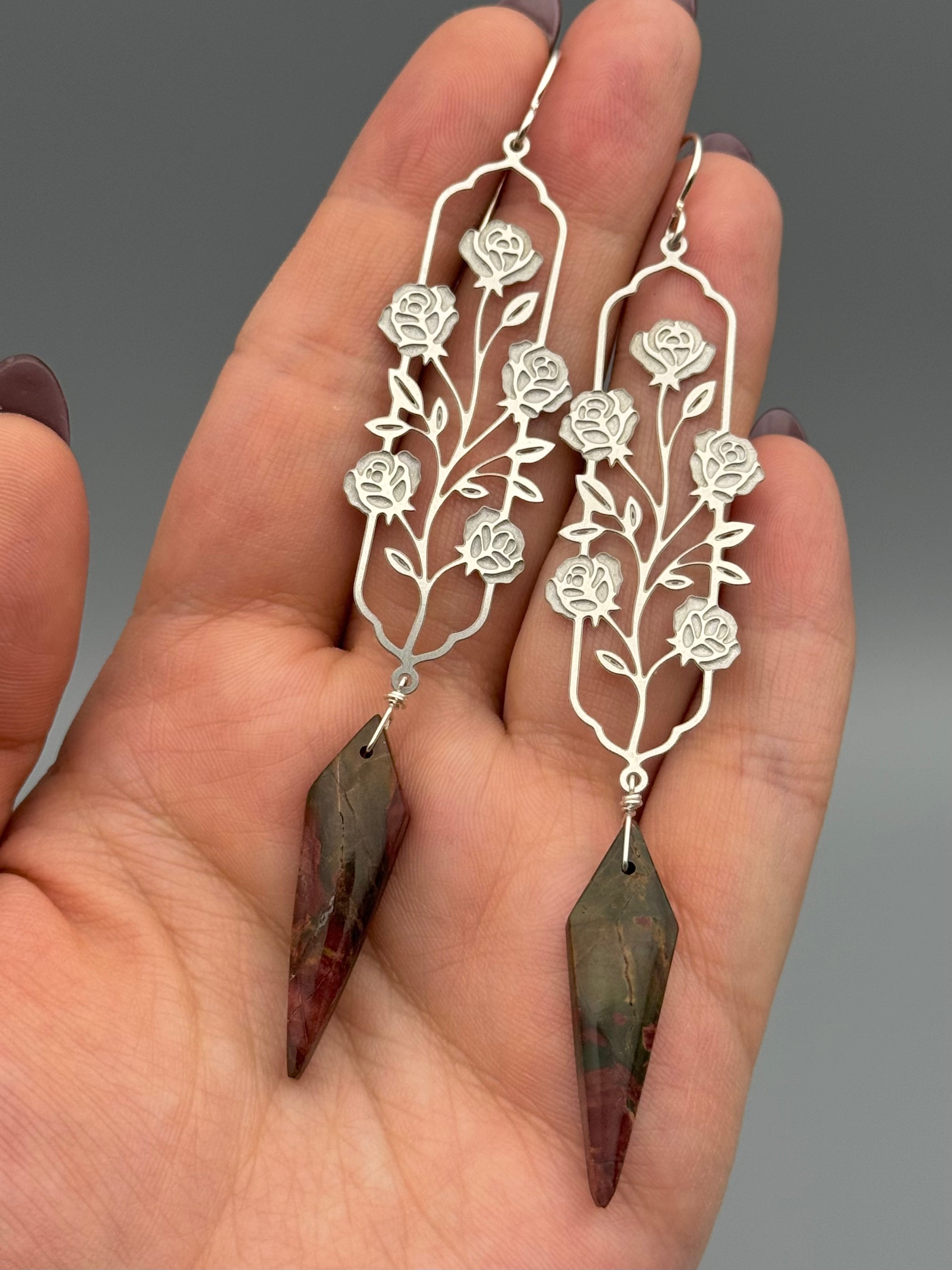 •DON JUAN• red creek jasper + silver earrings