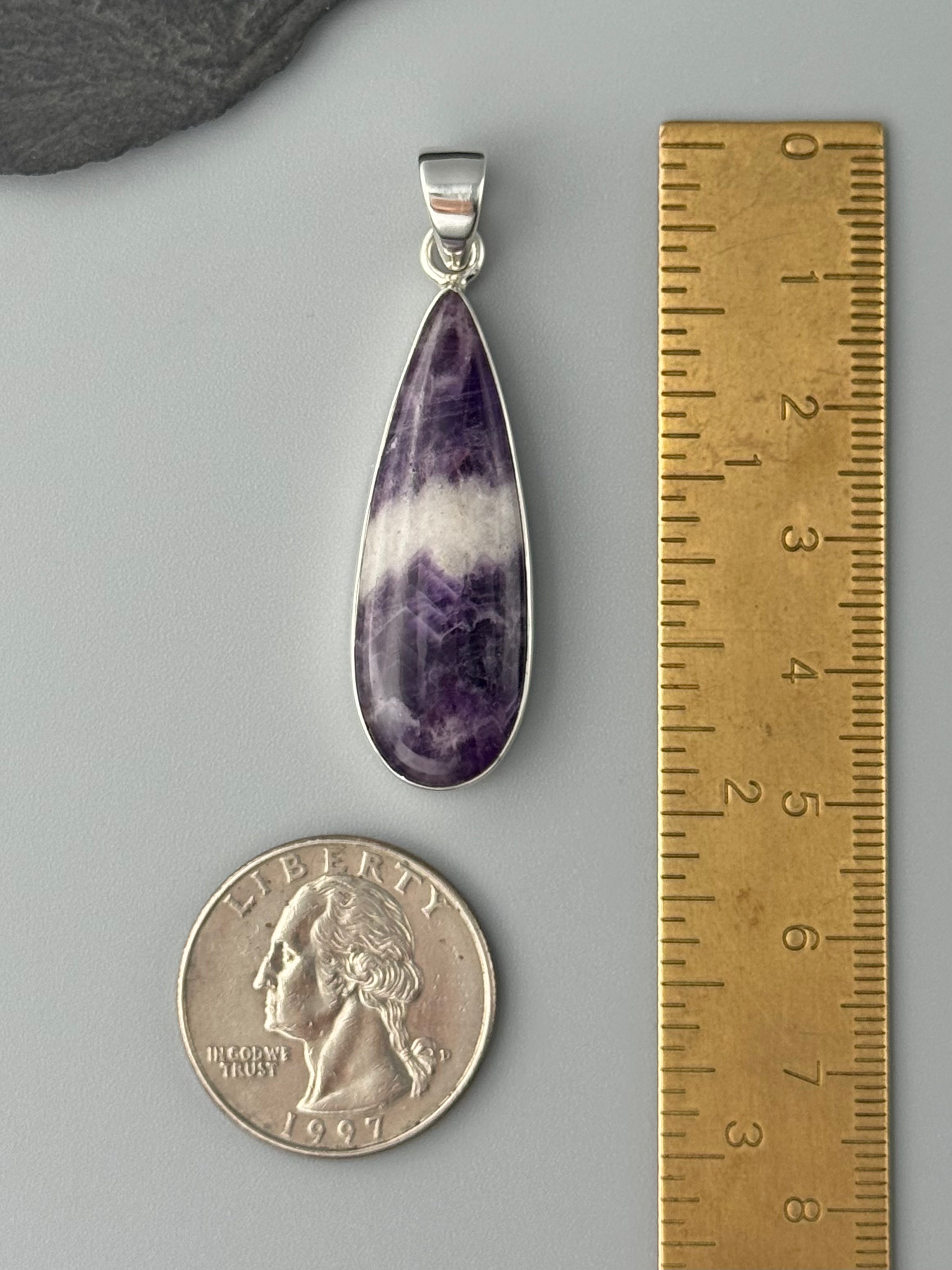 •CHEVRON AMETHYST - SLENDER TEAR• sterling silver pendant