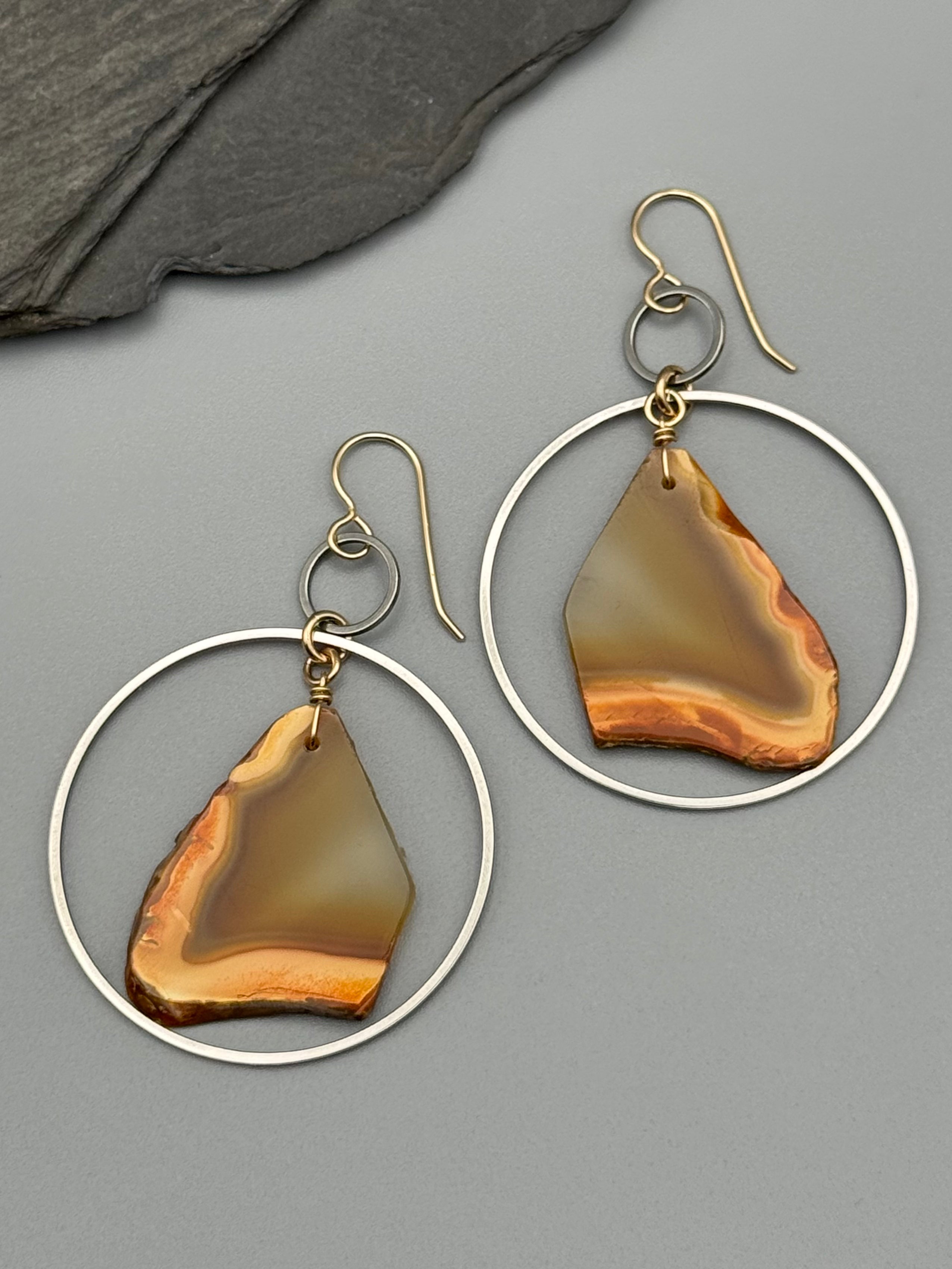 •EQUA-LUNA• carnelian + mixed metal earrings