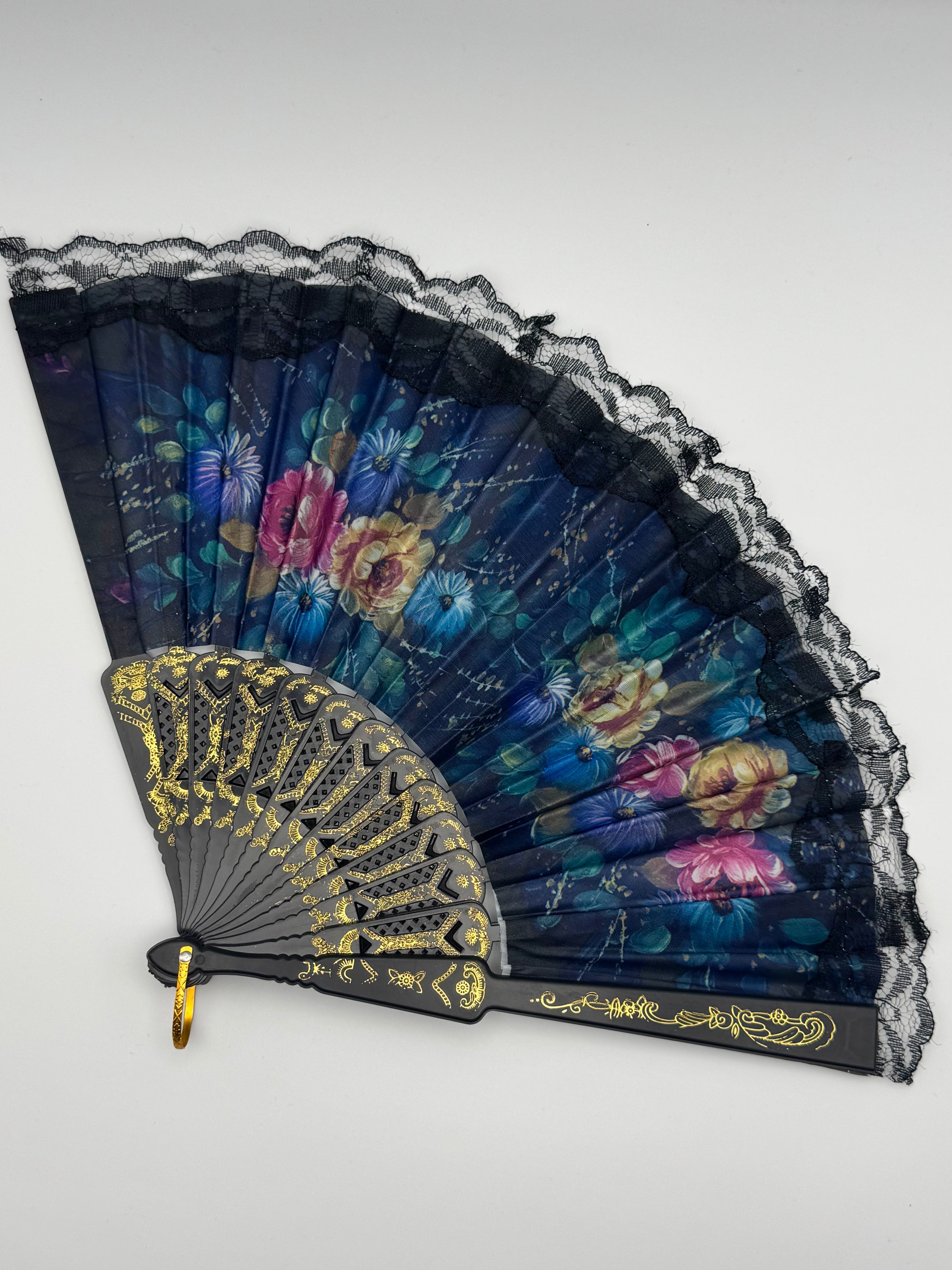 •LOVETT• goth lace floral folding fan