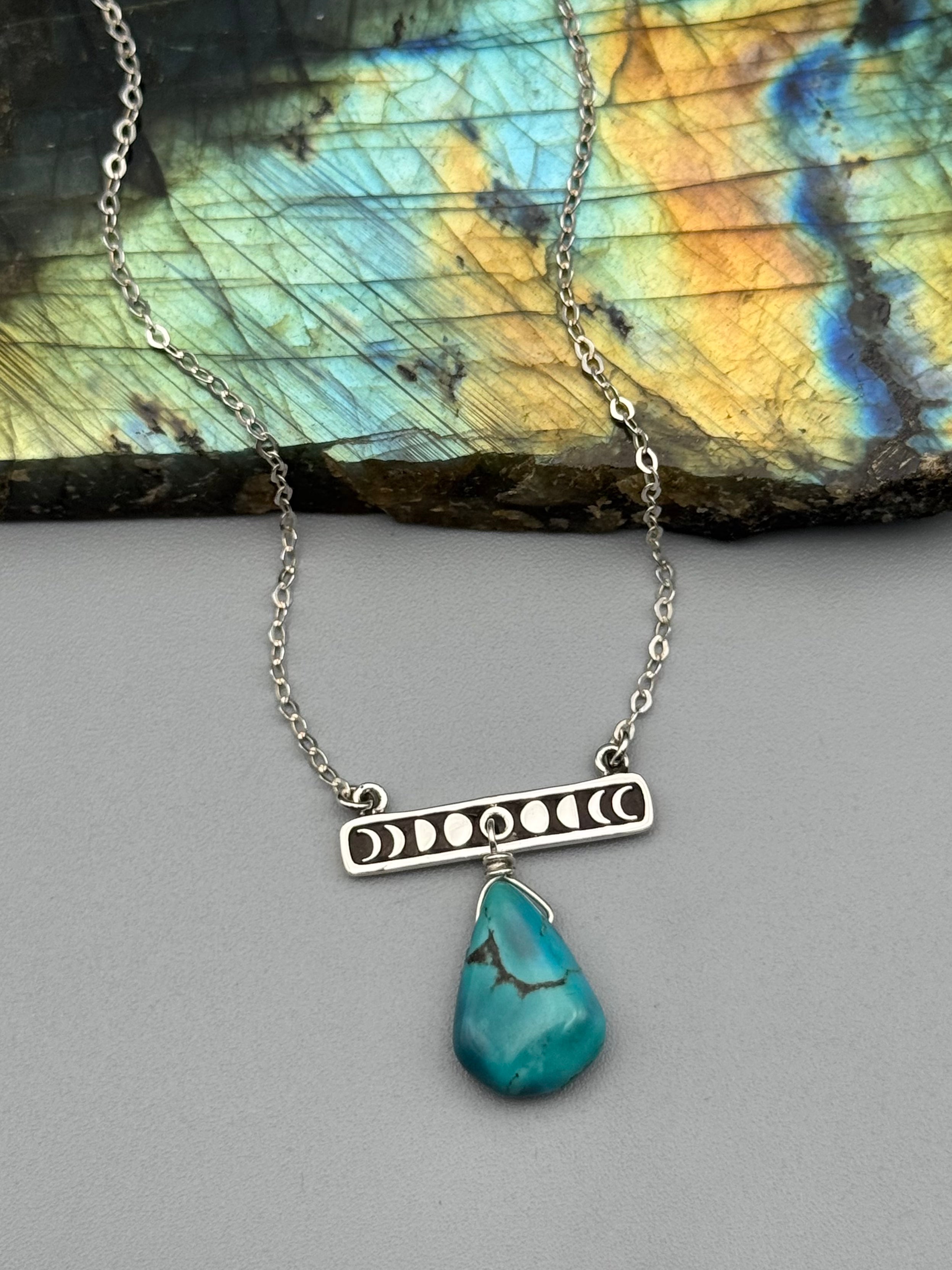 •NYX• turquoise + silver necklace (17"-19" long)