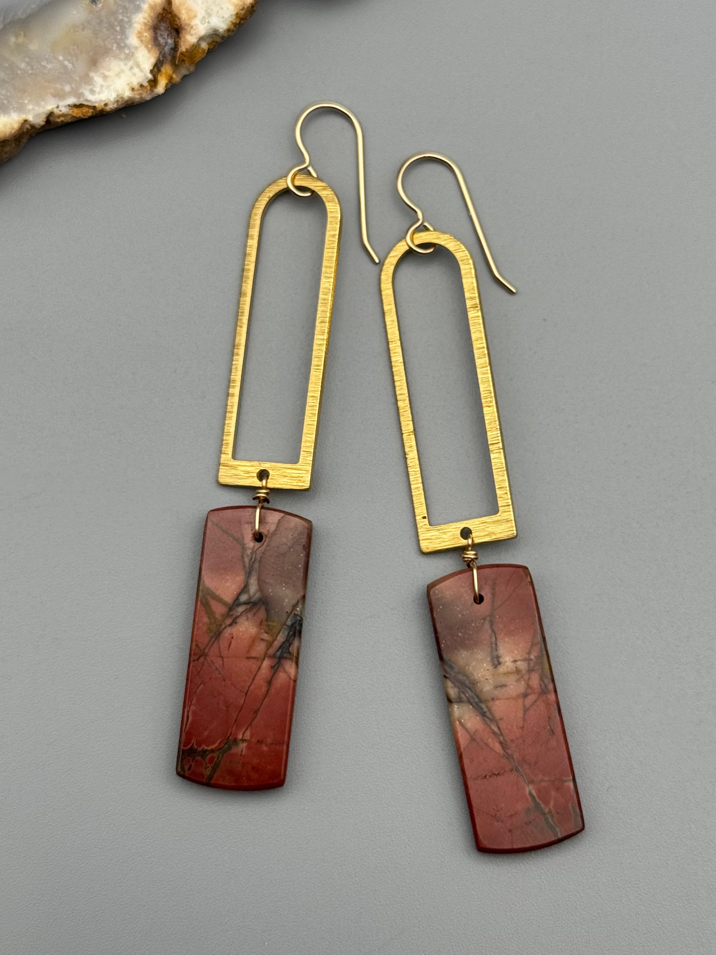 •PORTAL• red creek jasper tower + gold earrings