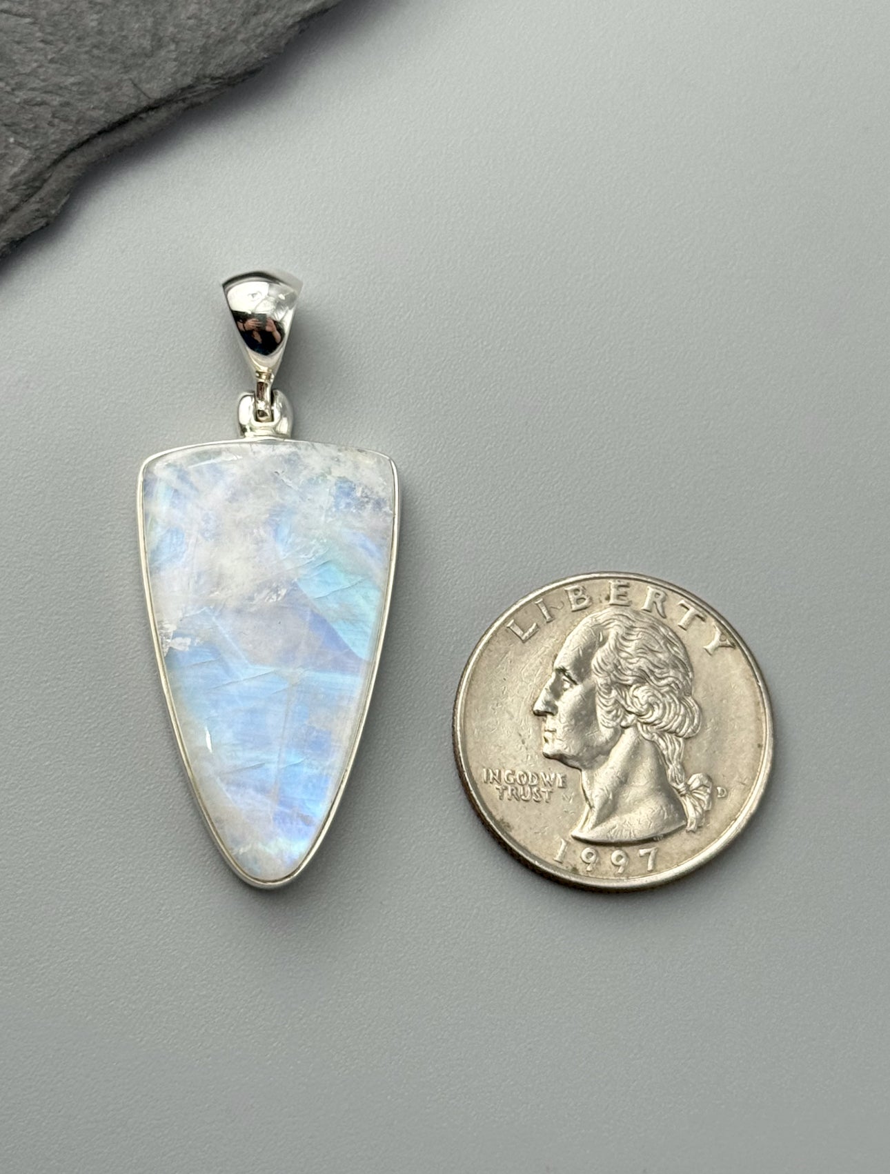 •RAINBOW MOONSTONE FANG• sterling silver pendant
