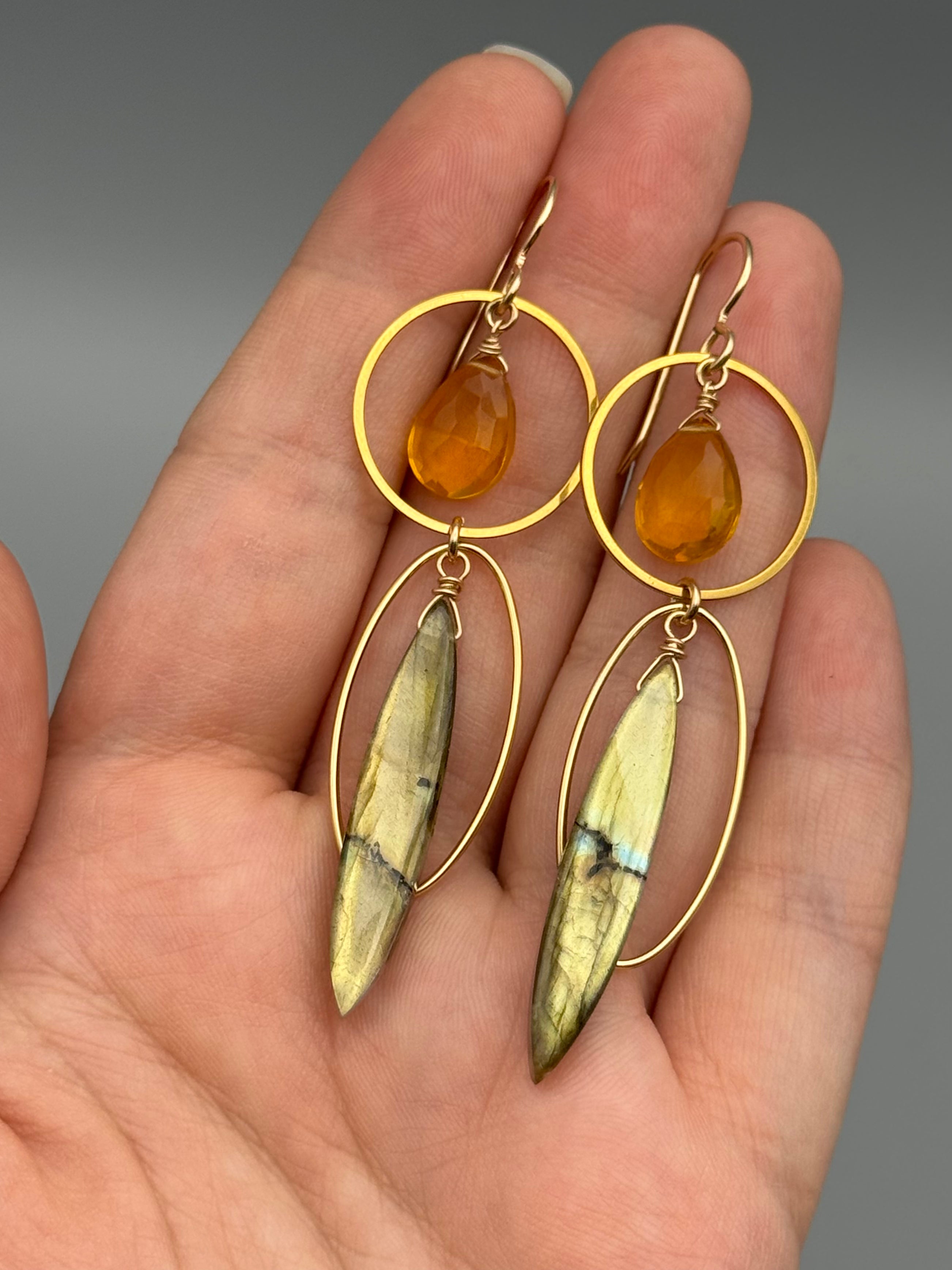 •LUNA• citrine + labradorite gold earrings