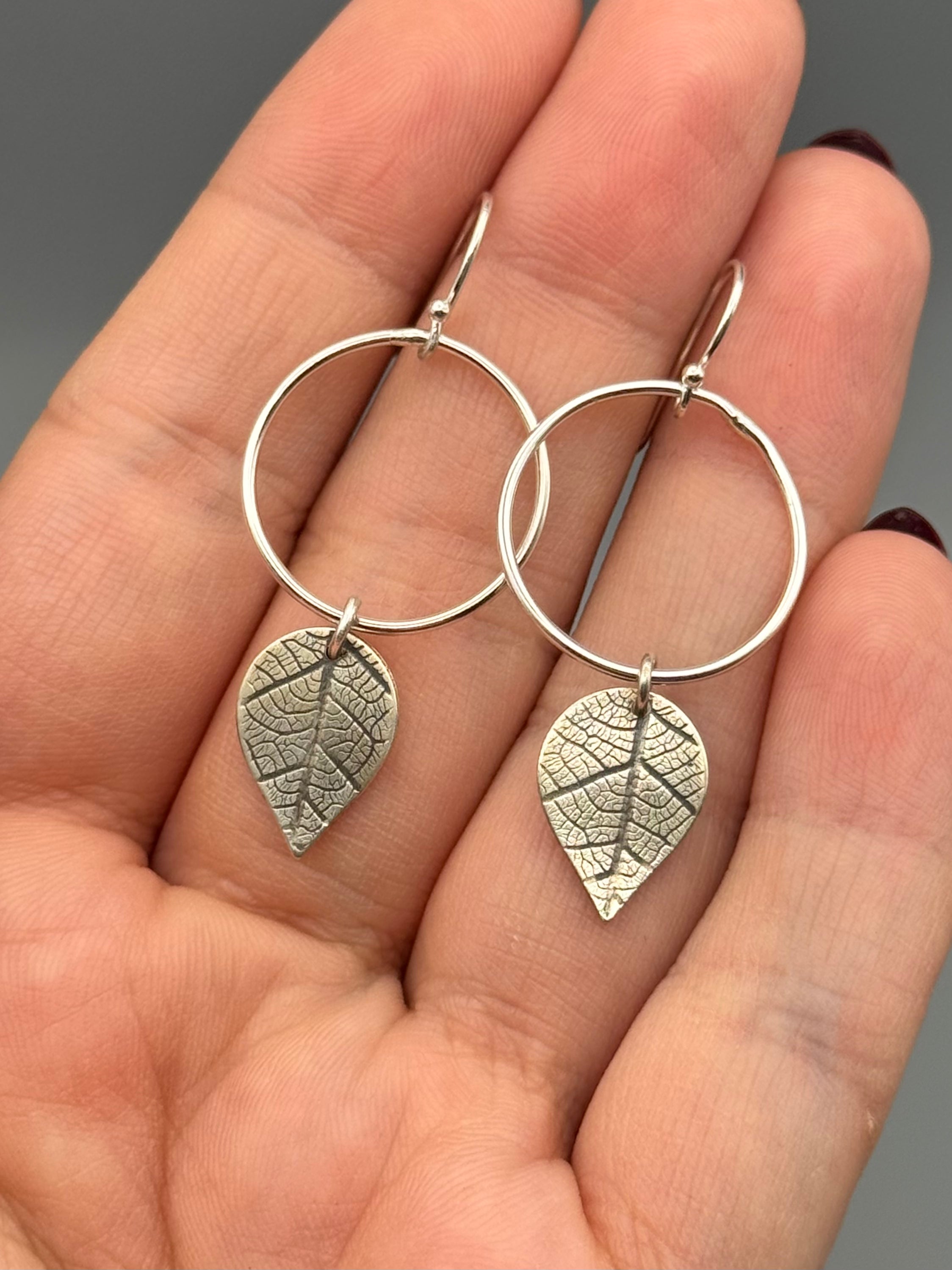 •LEAF MOON• silver dangle earrings