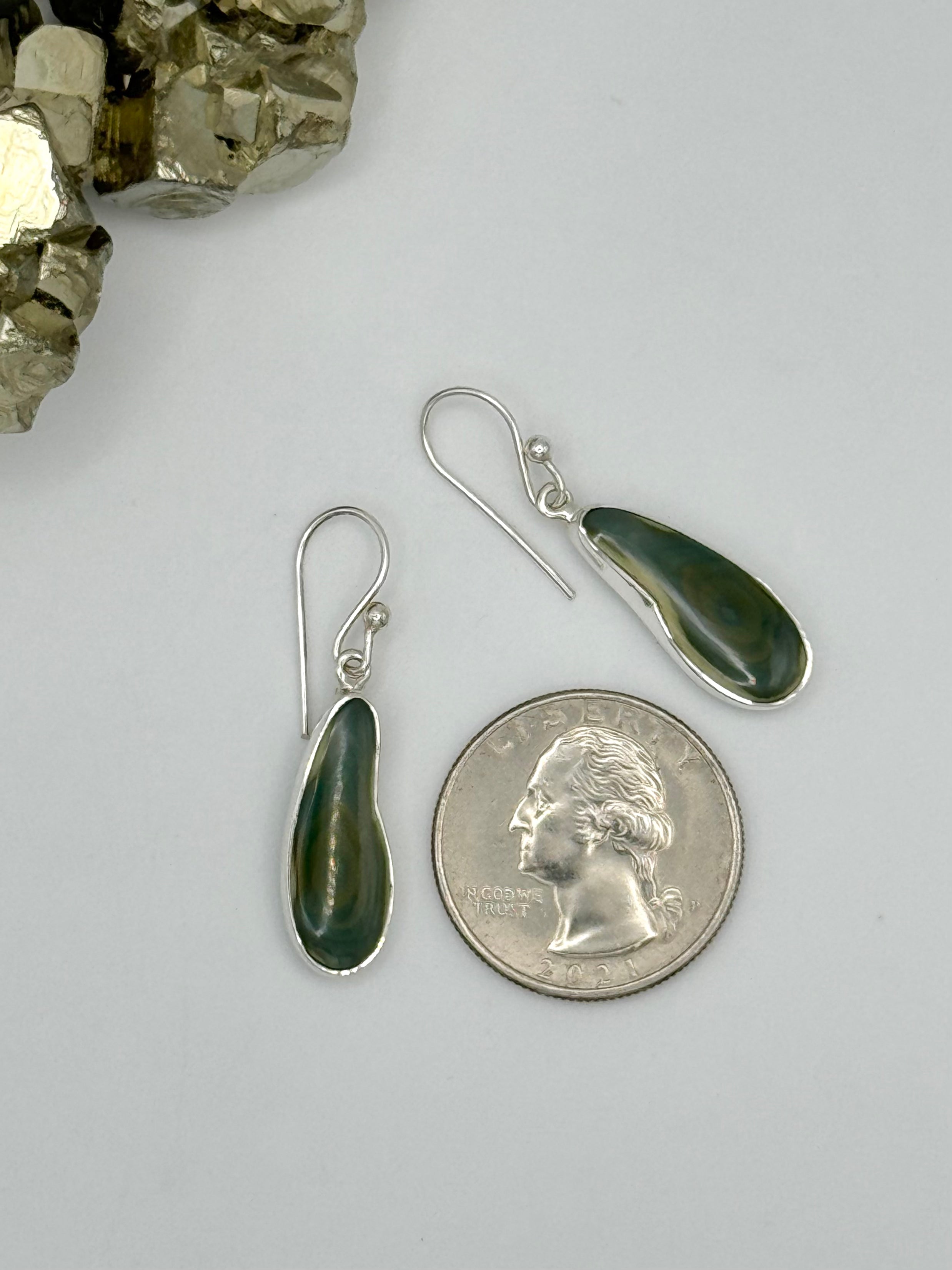 •IMPERIAL JASPER FREEFORM• silver dangle earrings