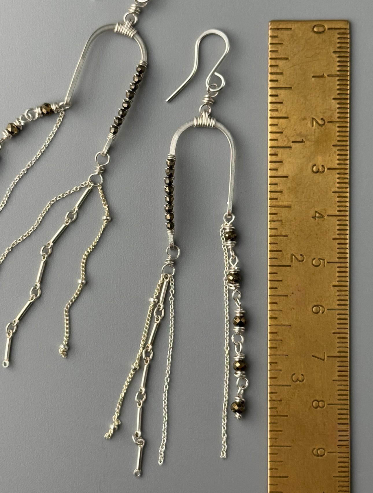 •BALANCING ACT• pyrite + silver dangle earrings