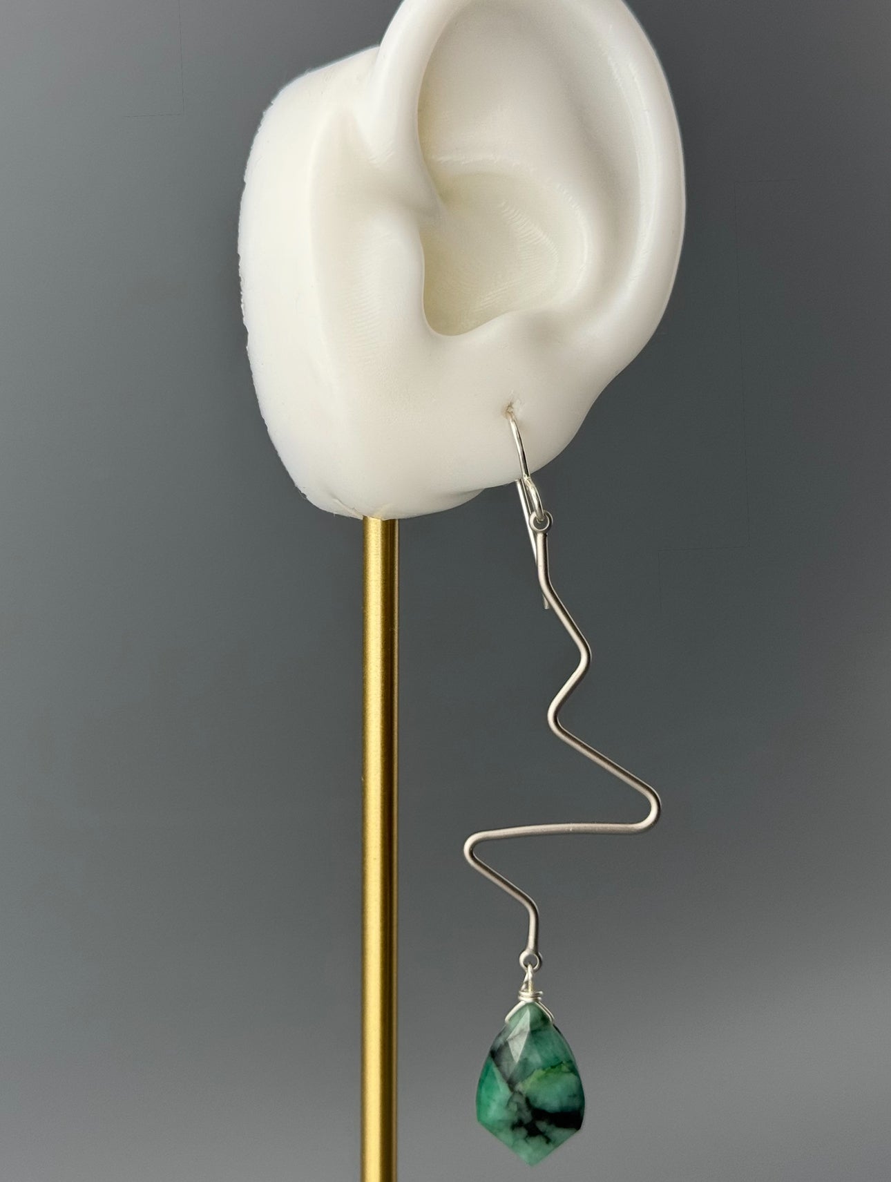 •HEARTBEAT• emerald + silver earring