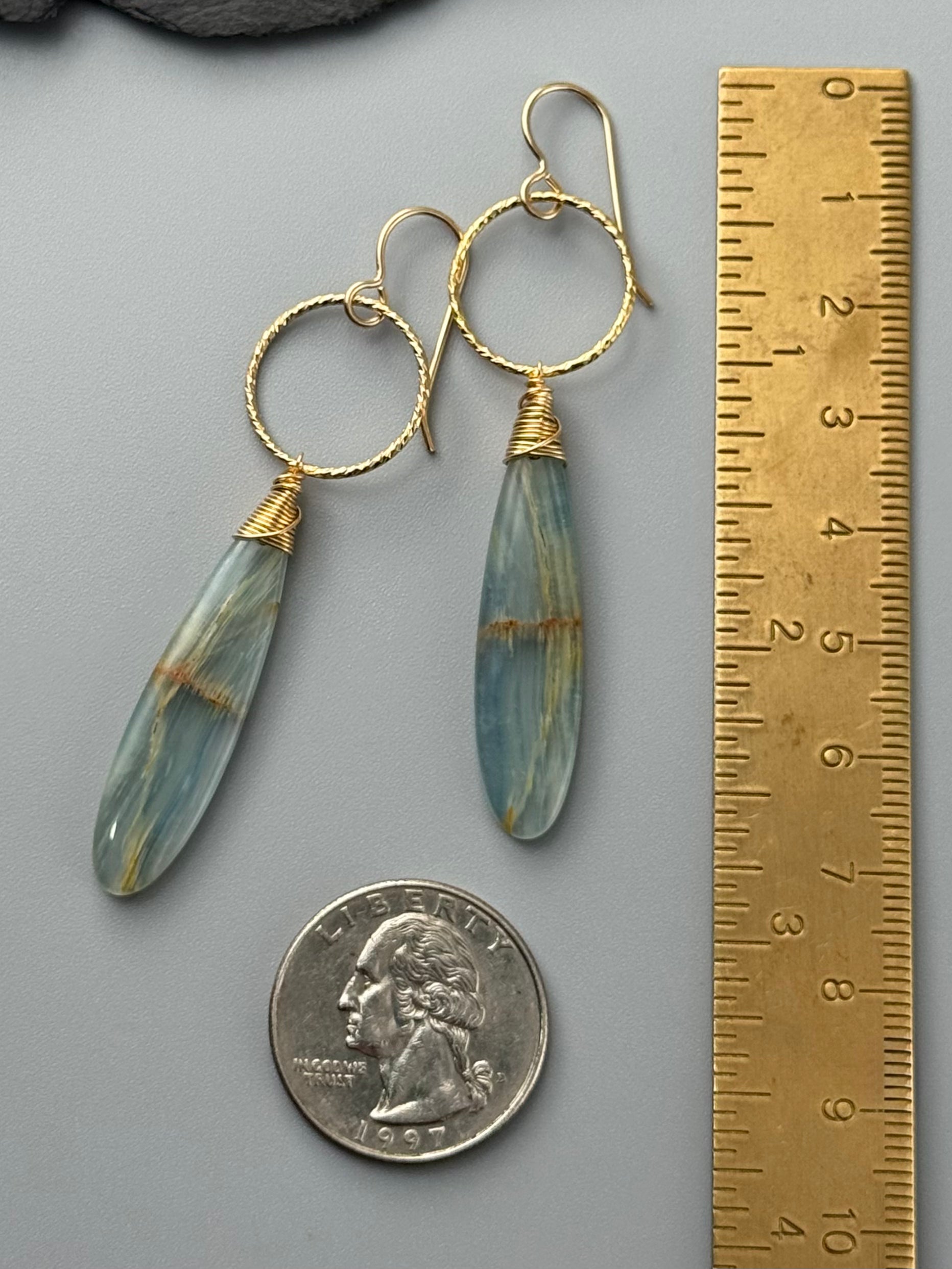 •LUNA• blue calcite + gold earrings