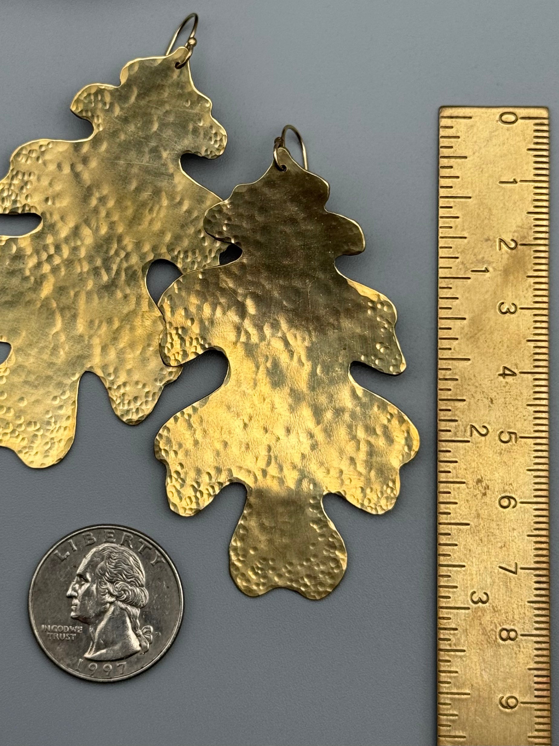 •OAK• gold leaf dangle earrings