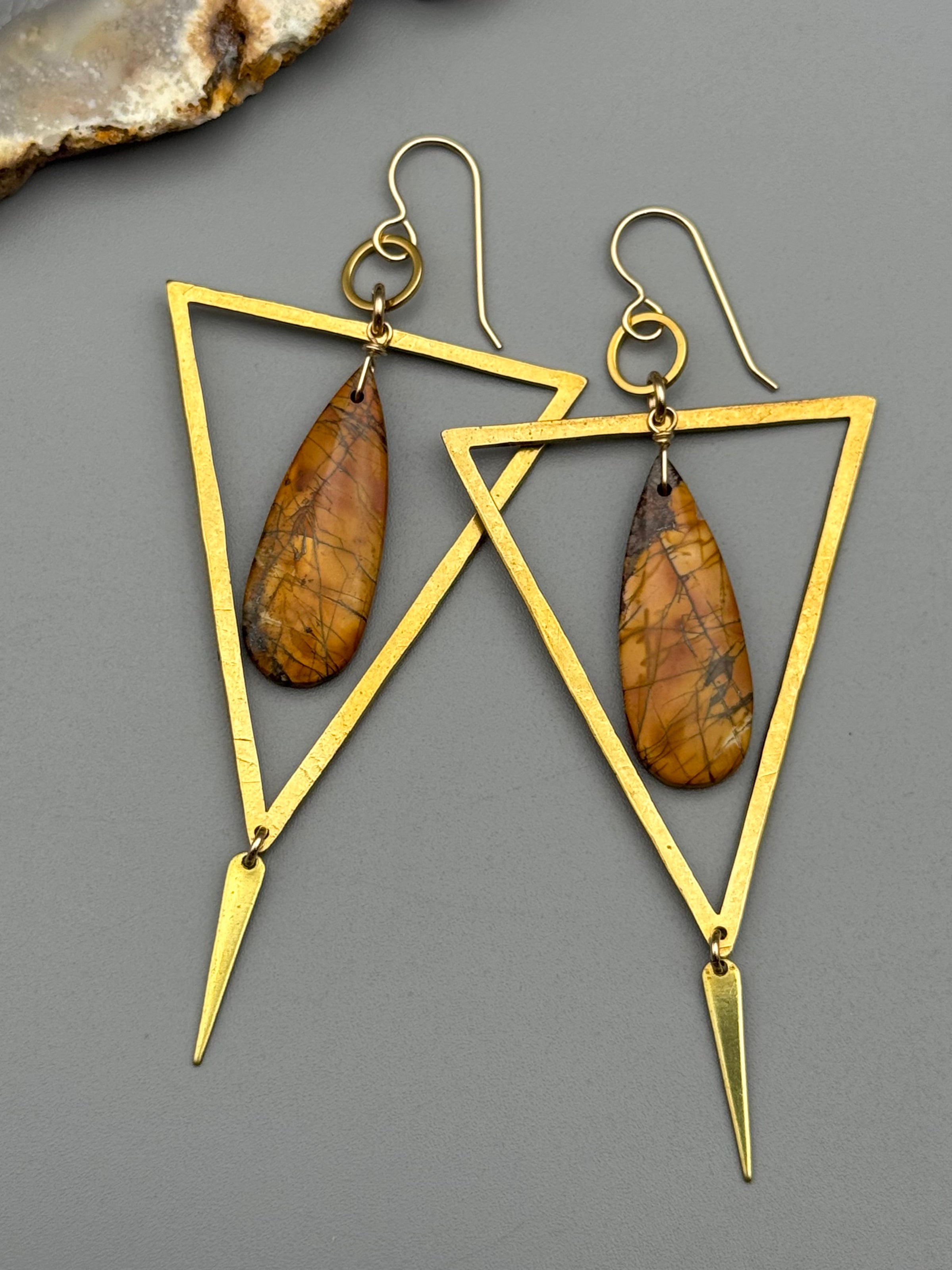 •YIELDING• red creek jasper + gold earrings