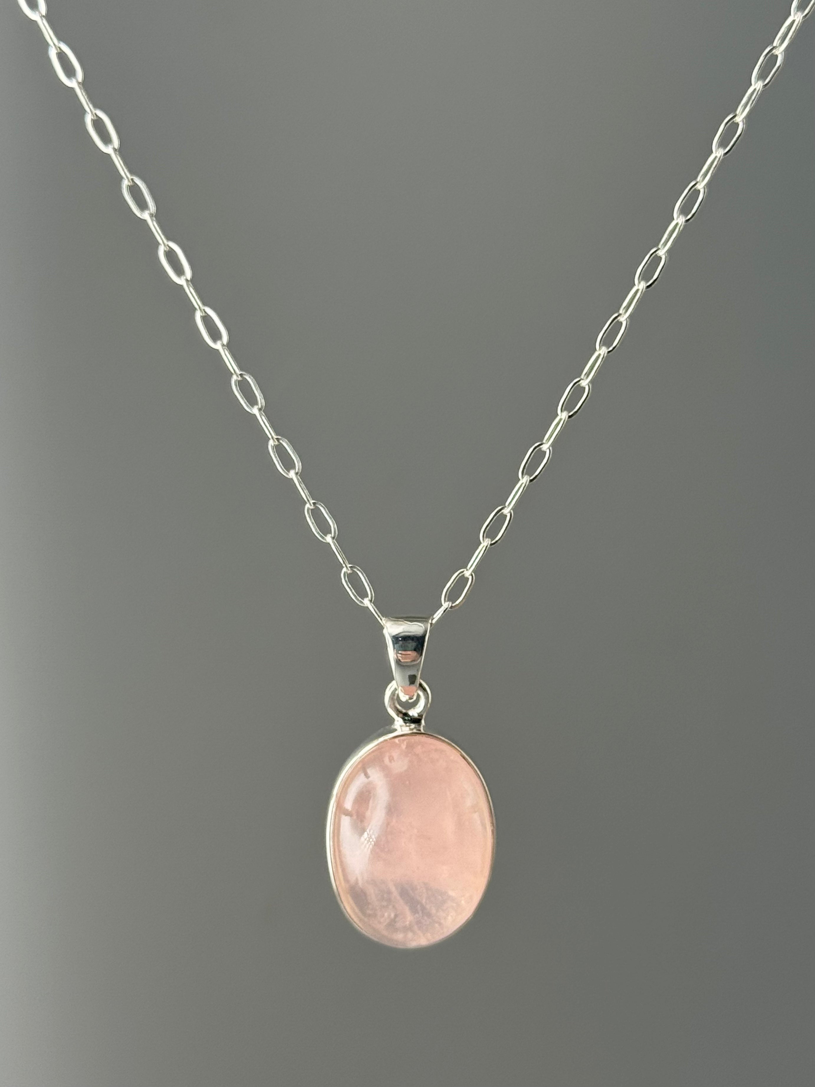 •ROSE QUARTZ - SMALL OVAL• sterling silver pendant