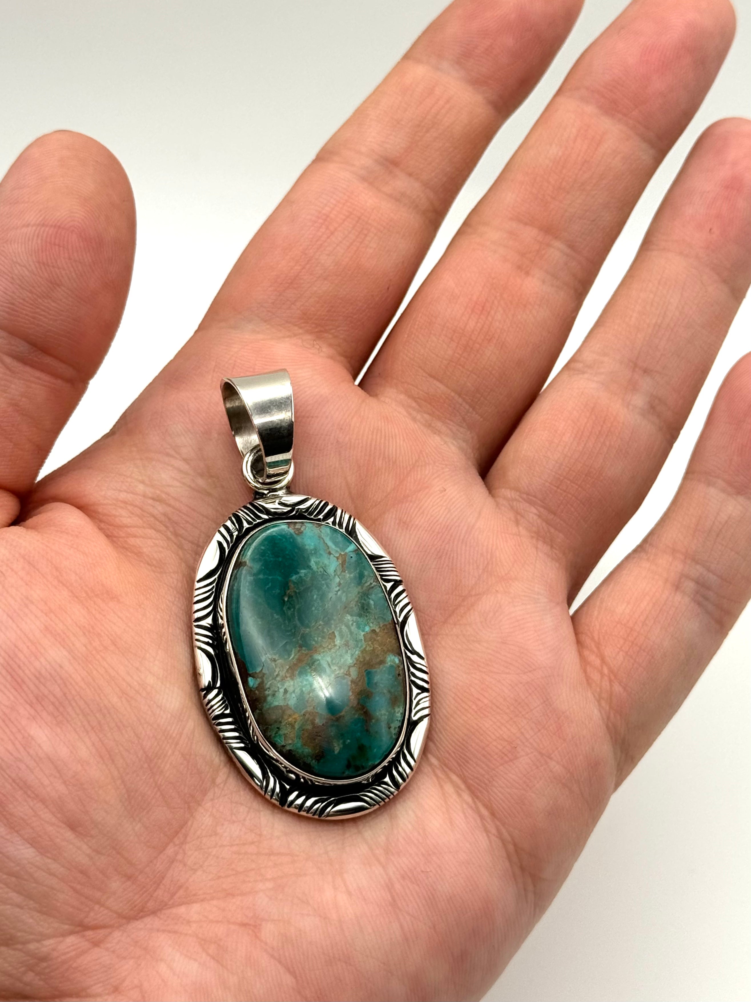 •TURQUOISE - 1• Navajo silver pendant