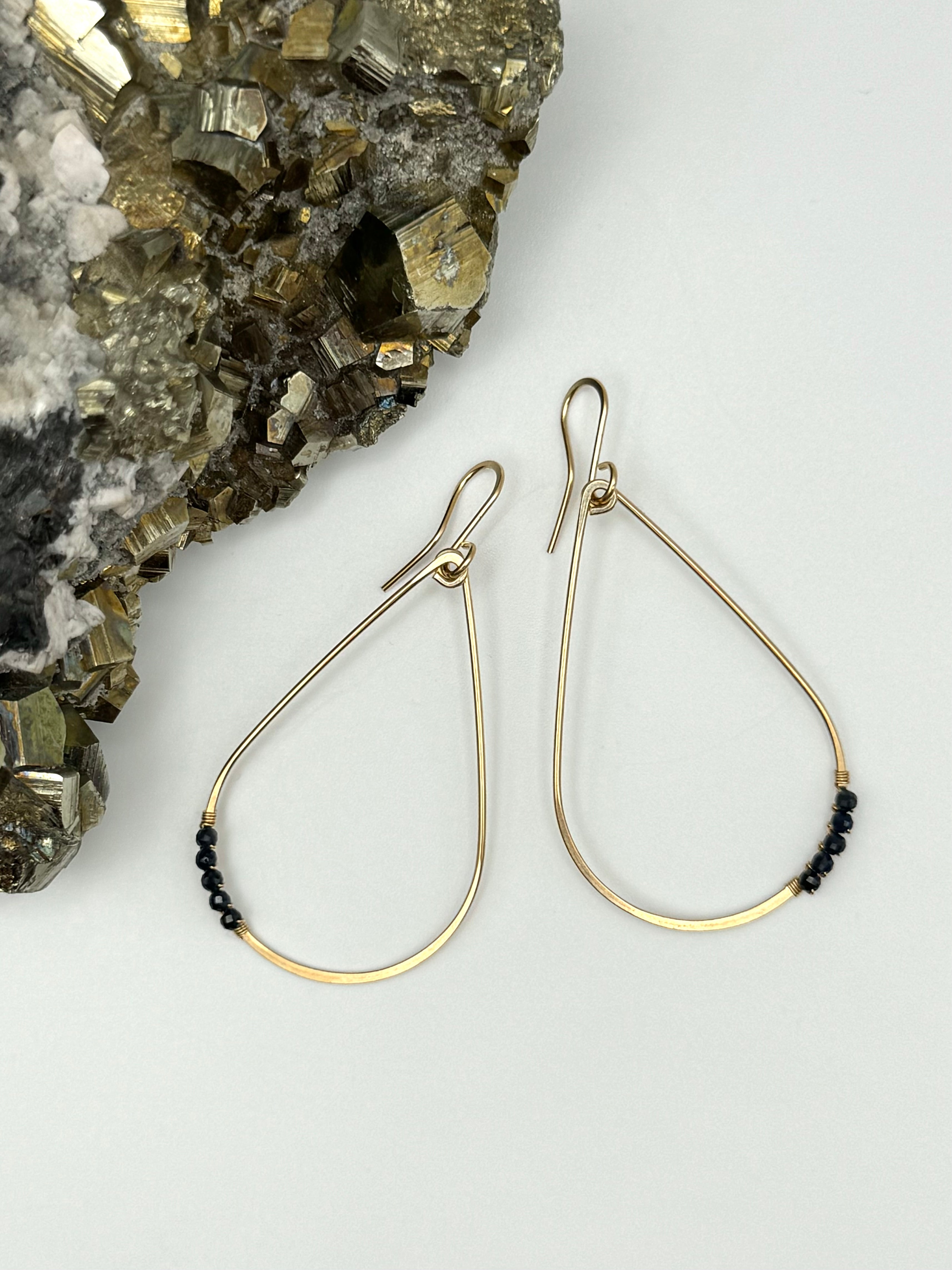 •TEARDROP DANGLE• sapphire + gold earrings