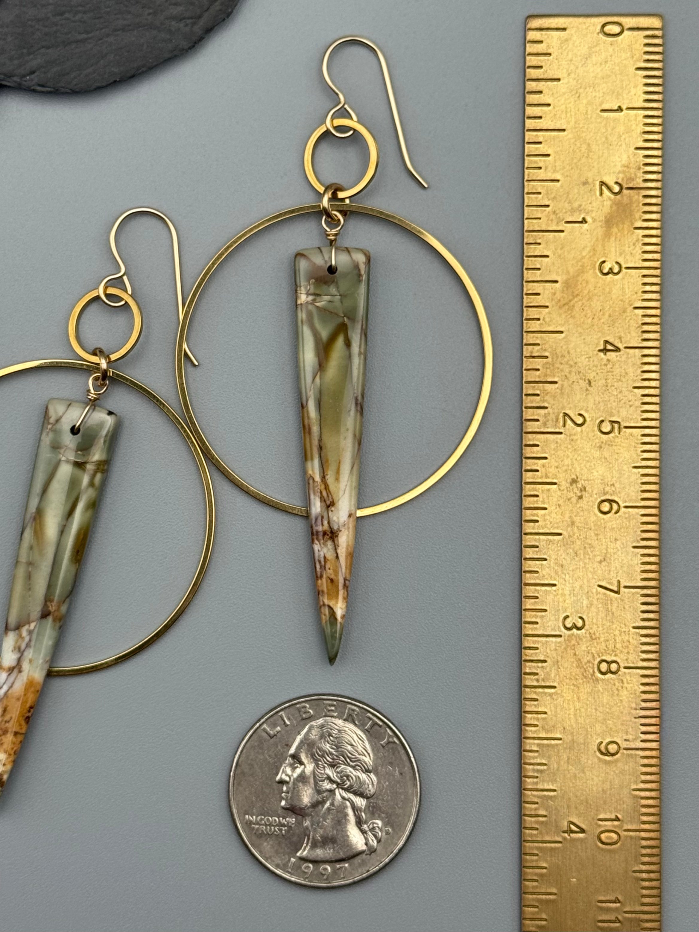•EQUA-ORBIT• red creek jasper + gold earrings