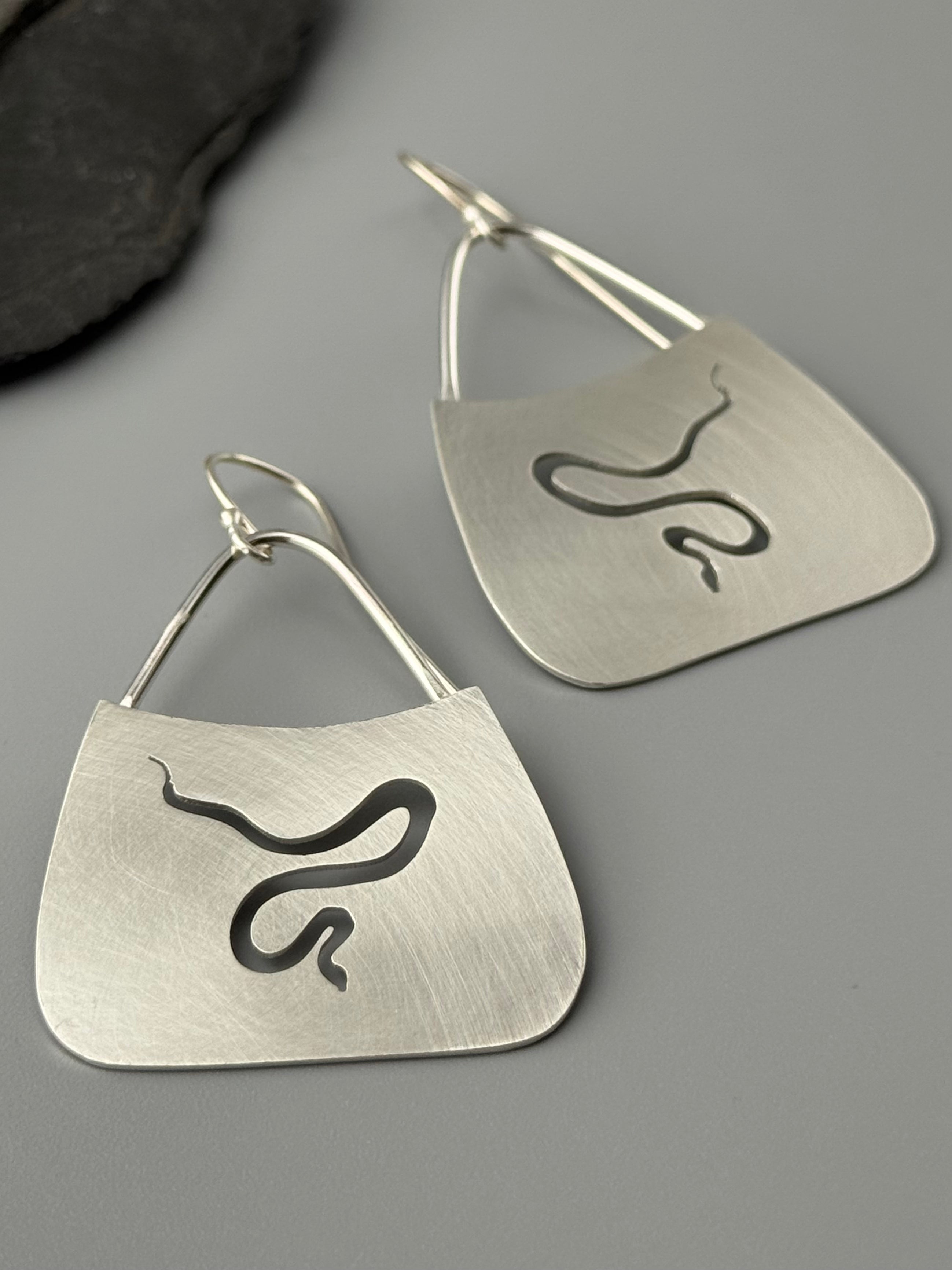 •SERPENDIPITOUS• snake silhouette + silver dangle earrings