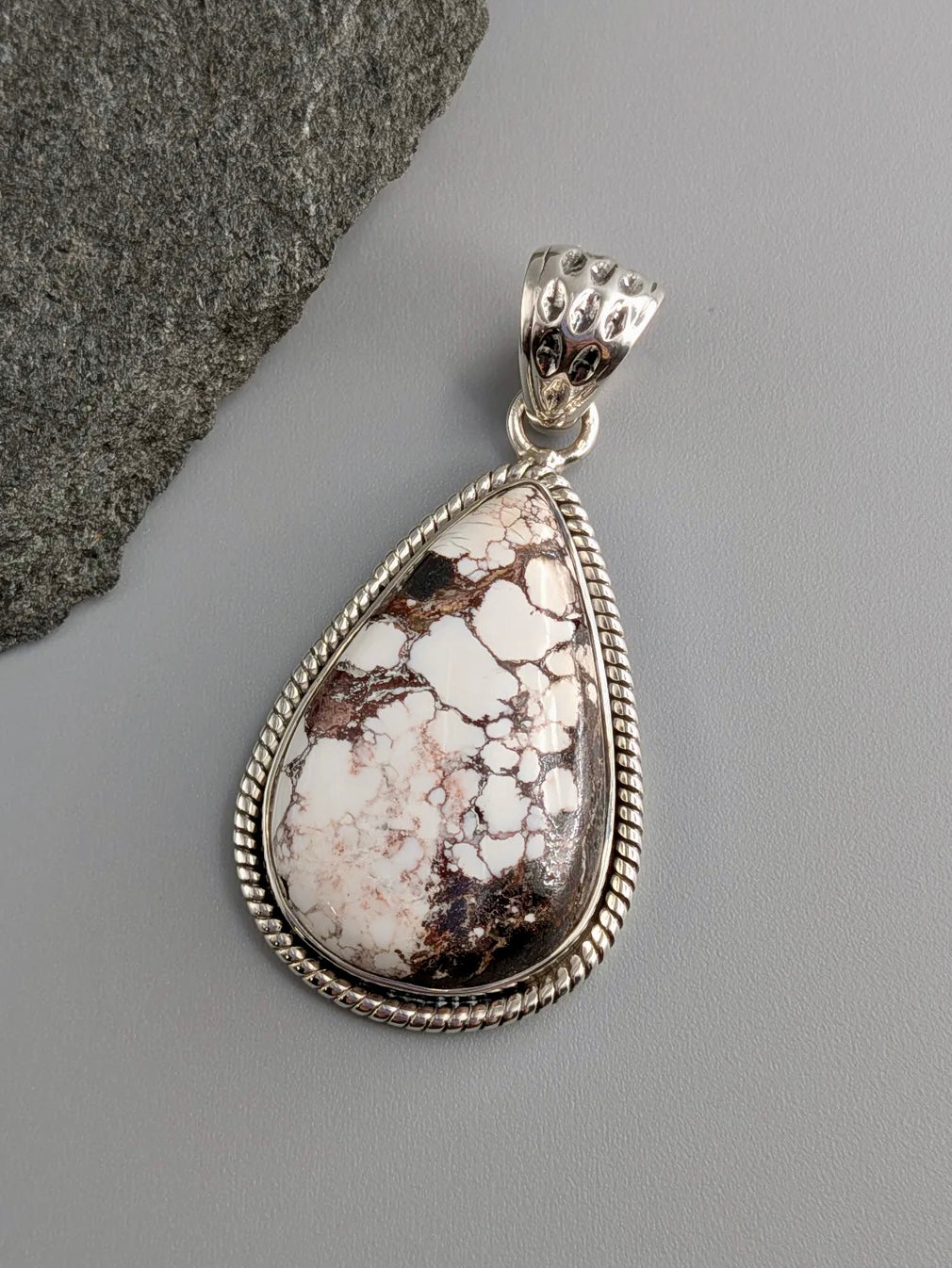 •WILD HORSE JASPER TEAR - ROPE 1• sterling silver pendant