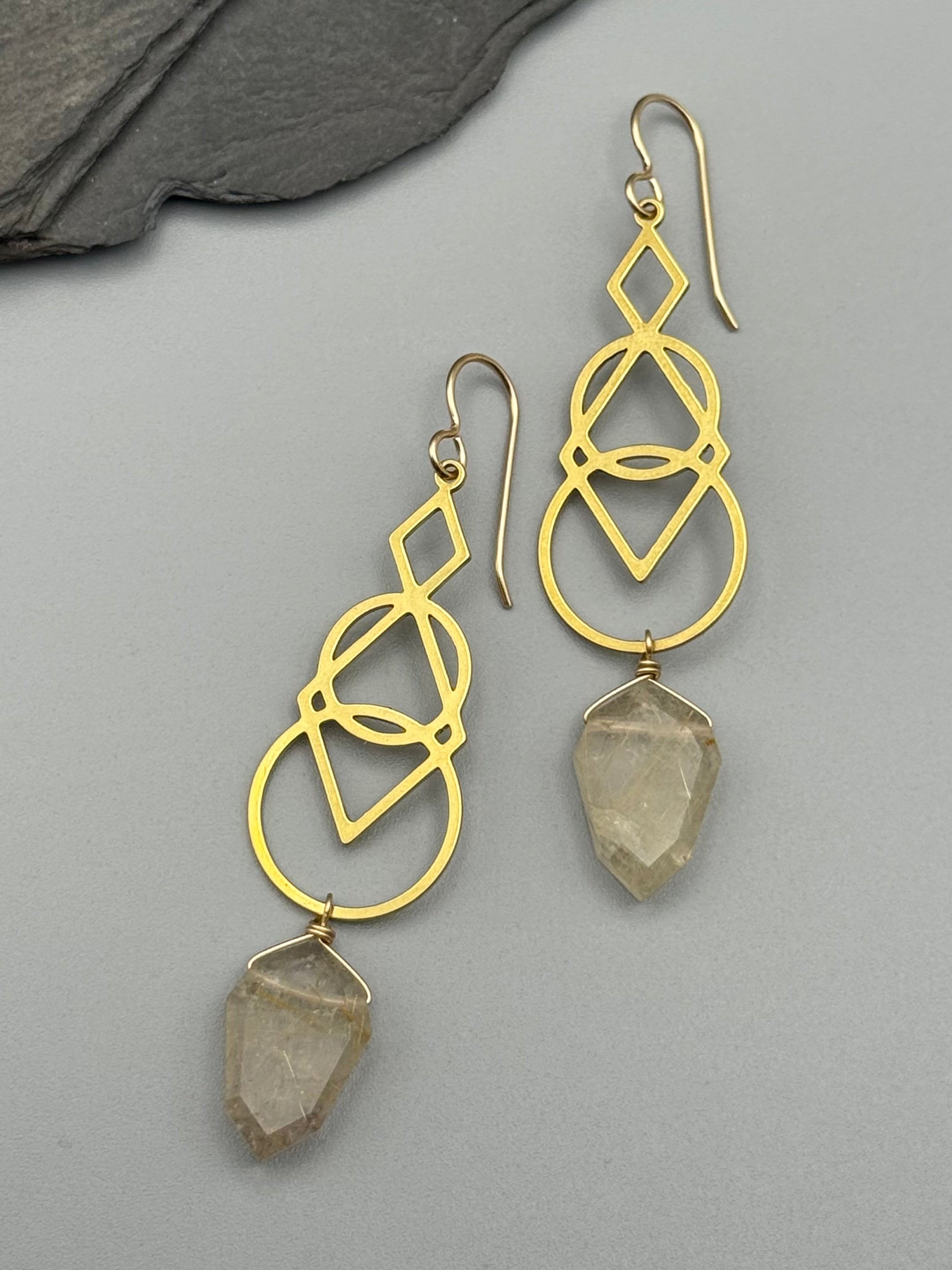 •SIGNS• rutilated quartz + gold earrings