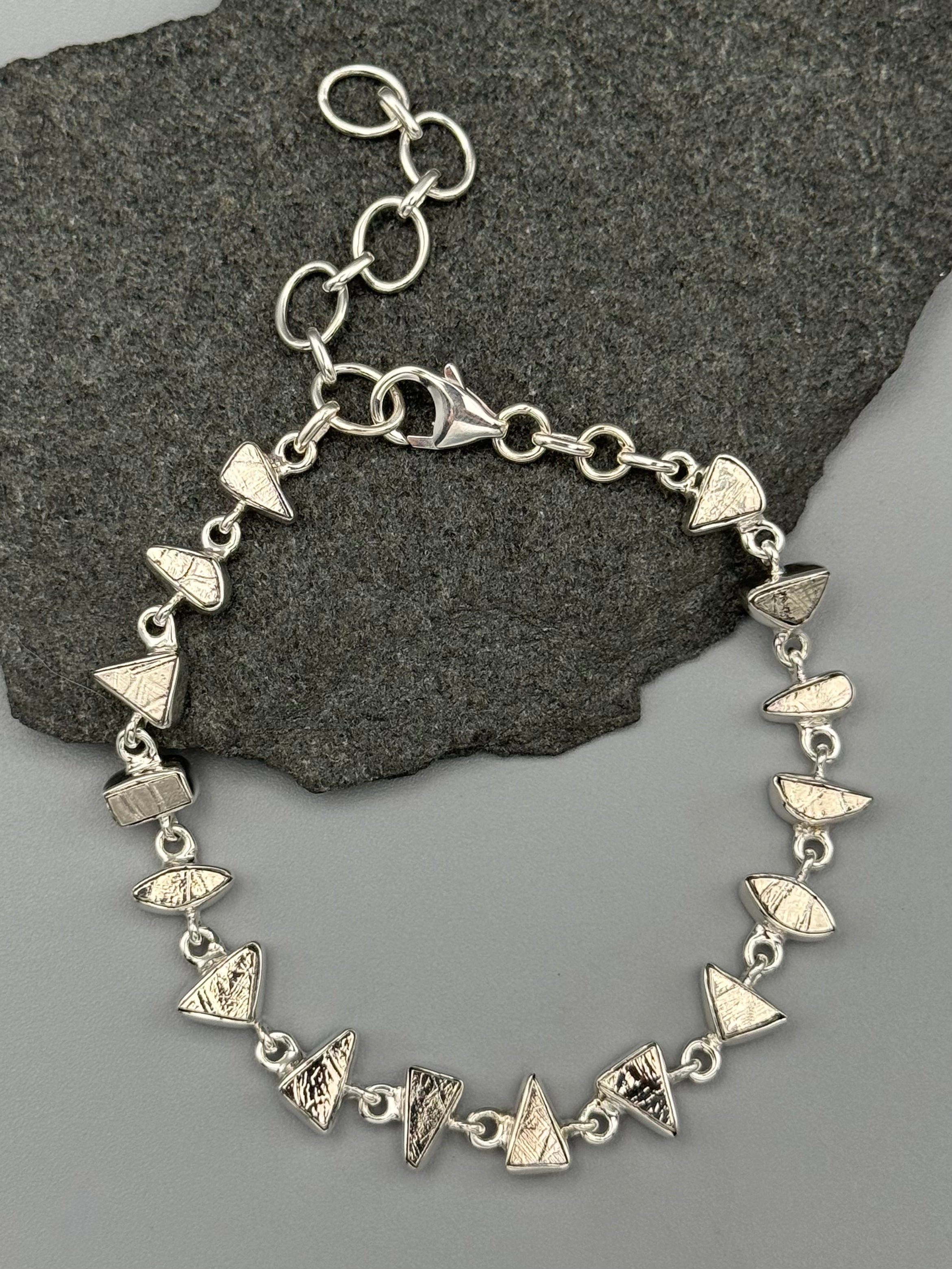 •METEORITE - GEO MIX• linked silver bracelet (7.5" - 9")