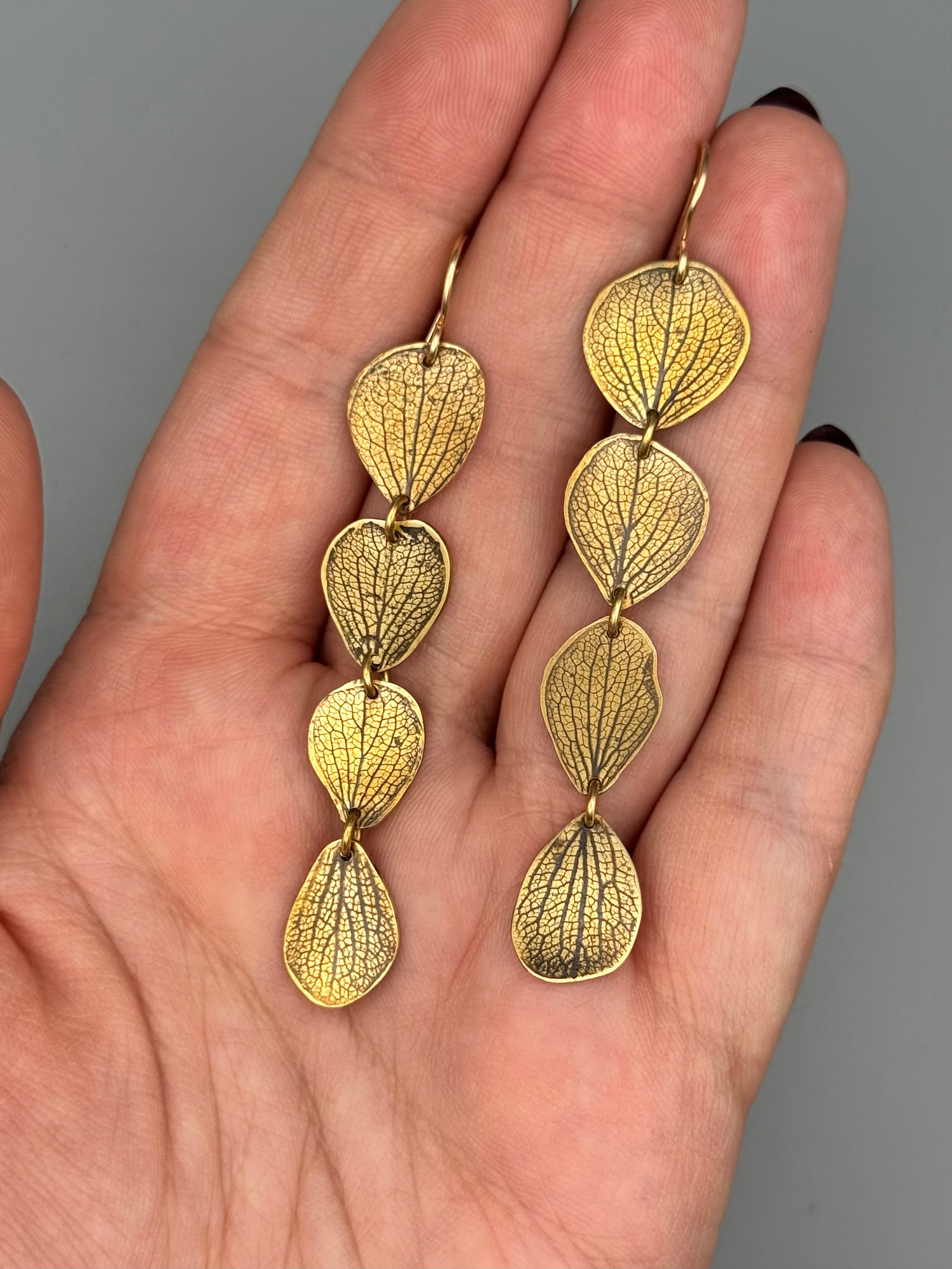•HYDRANGEA PETALS• gold dangle earrings