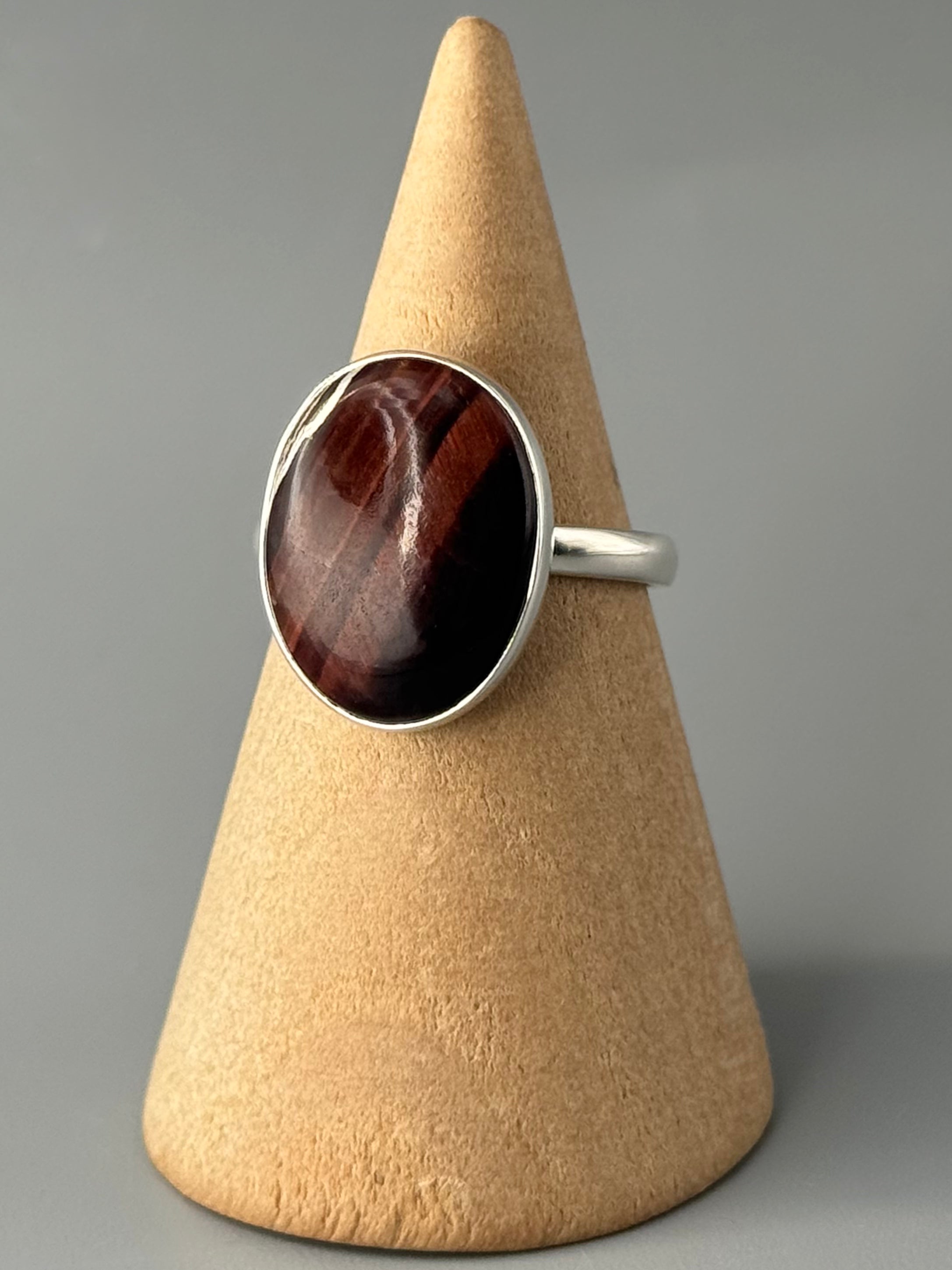 •RED TIGER EYE - LIL' OVAL• sterling silver ring (various sizes)