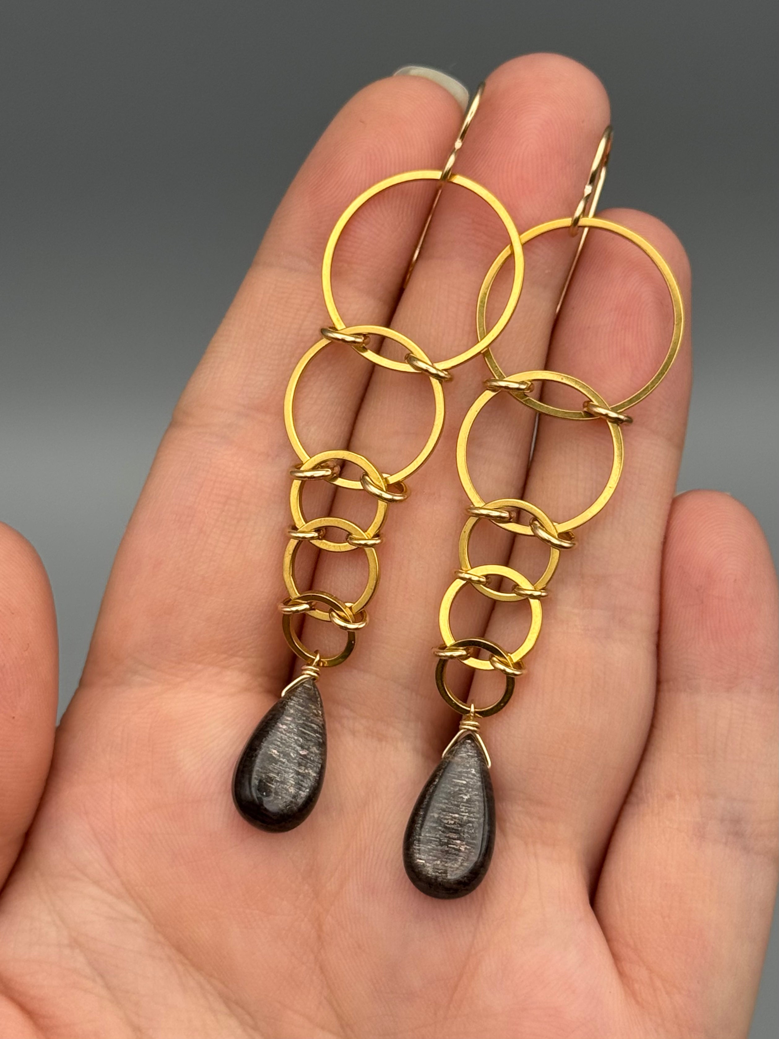 •EOWYN• chocolate sunstone + gold earrings