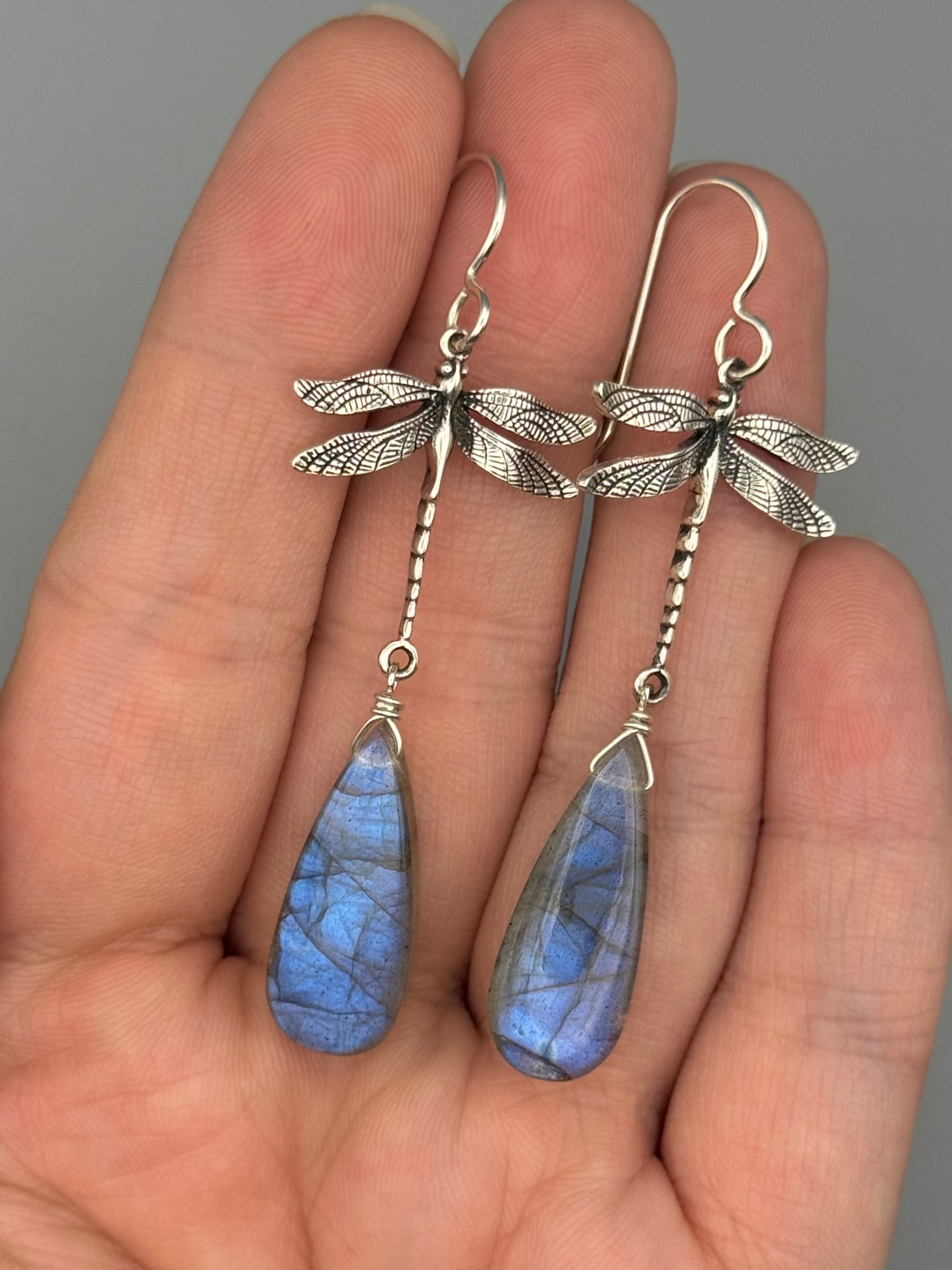 •ODONATA• labradorite + silver earrings