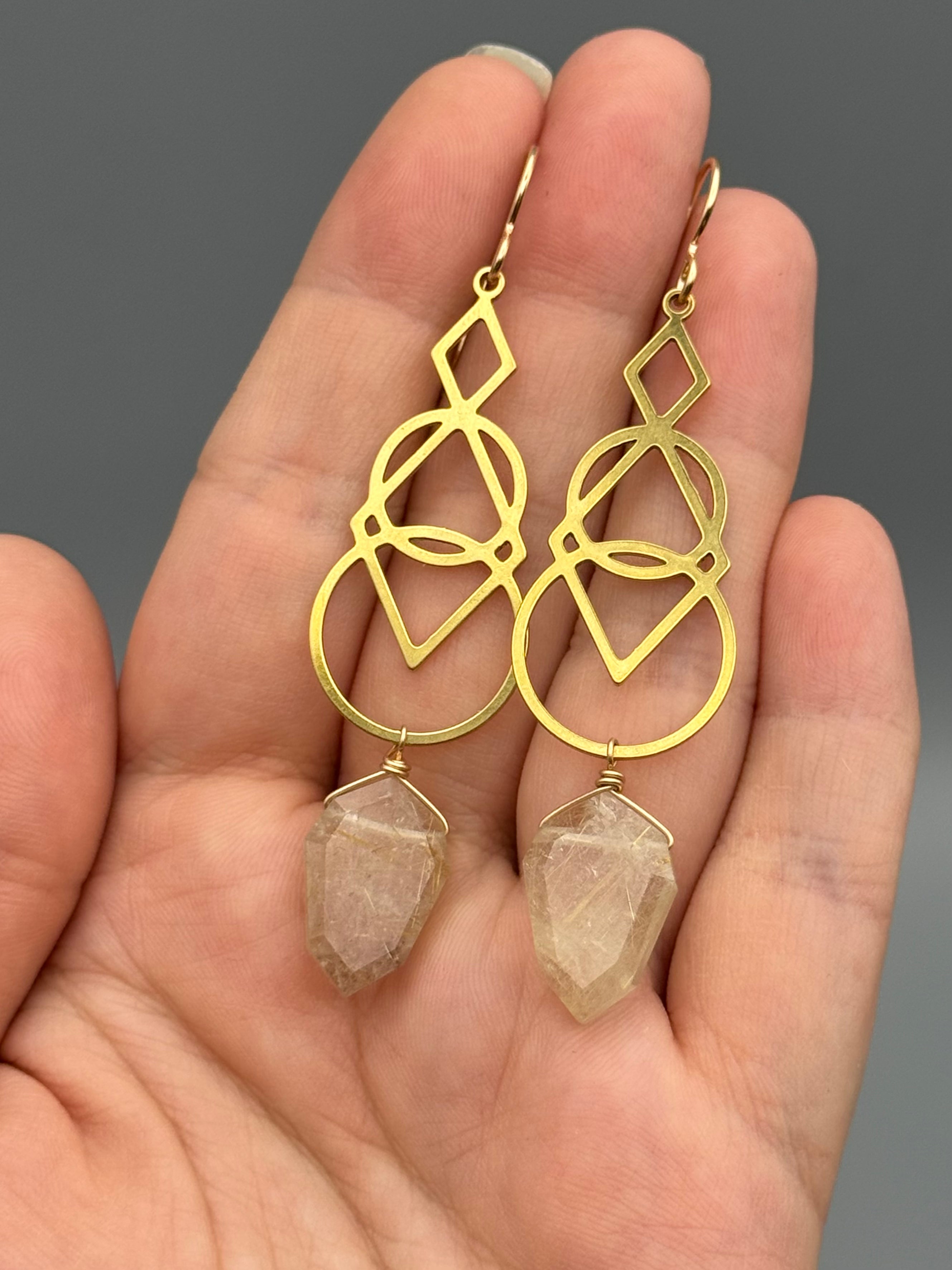 •SIGNS• rutilated quartz + gold earrings