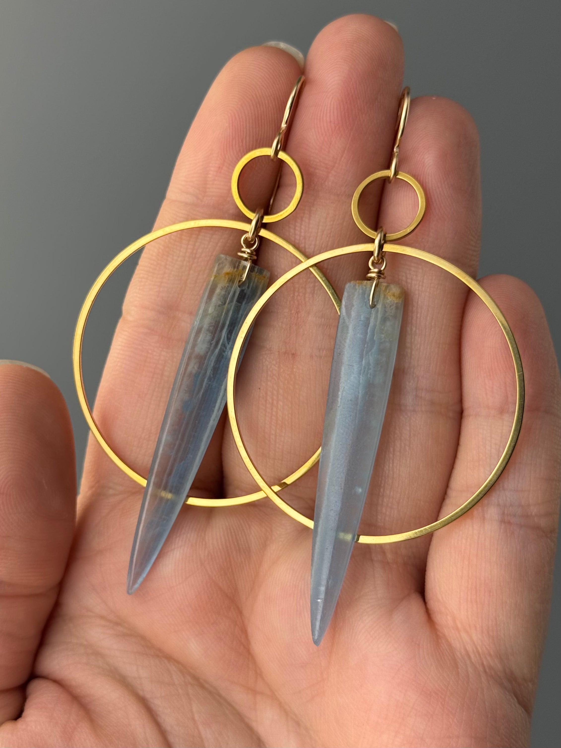 •EQUA-ORBIT• blue calcite + gold earrings