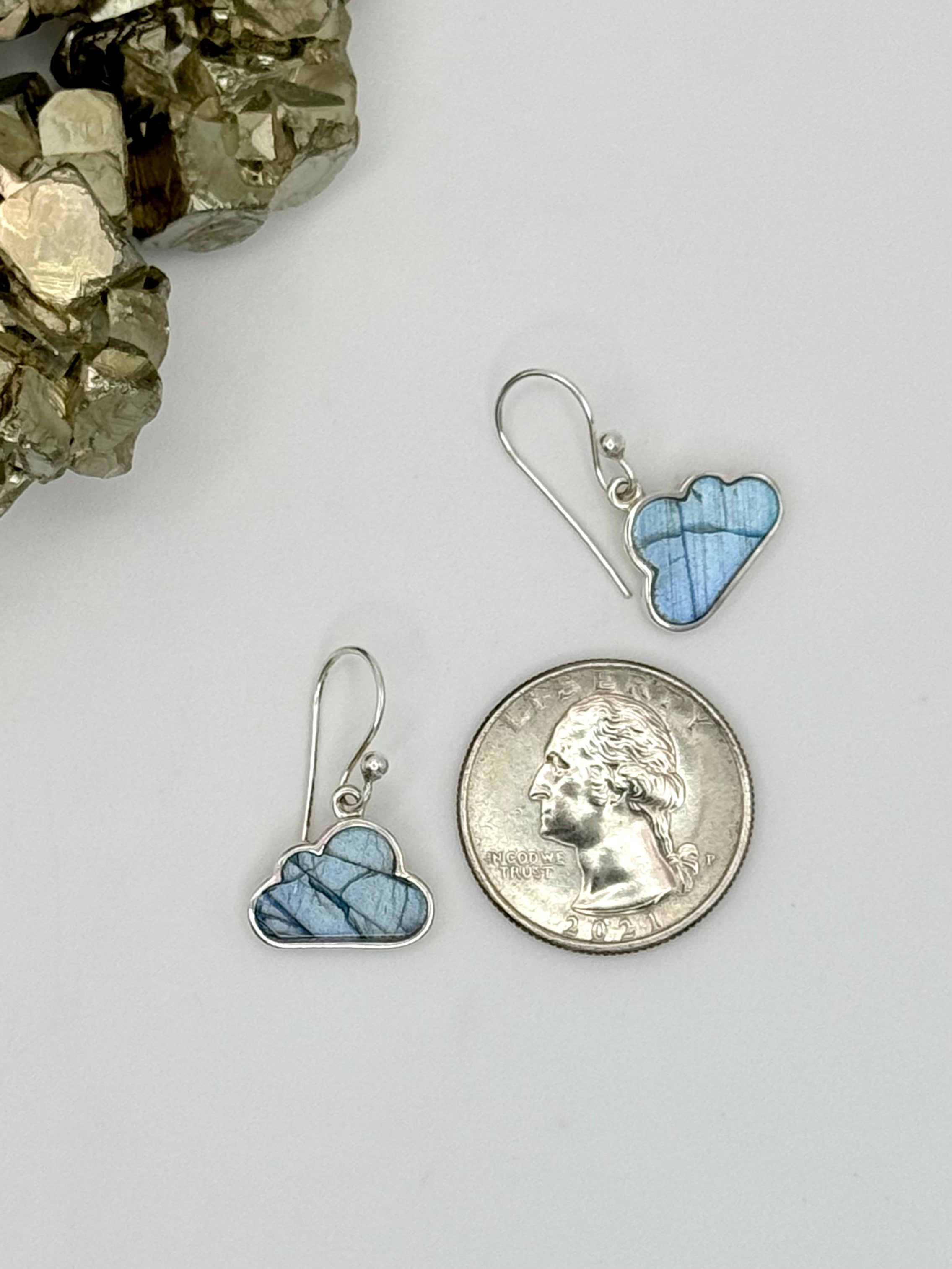 •LABRADORITE CLOUD• silver dangle earrings