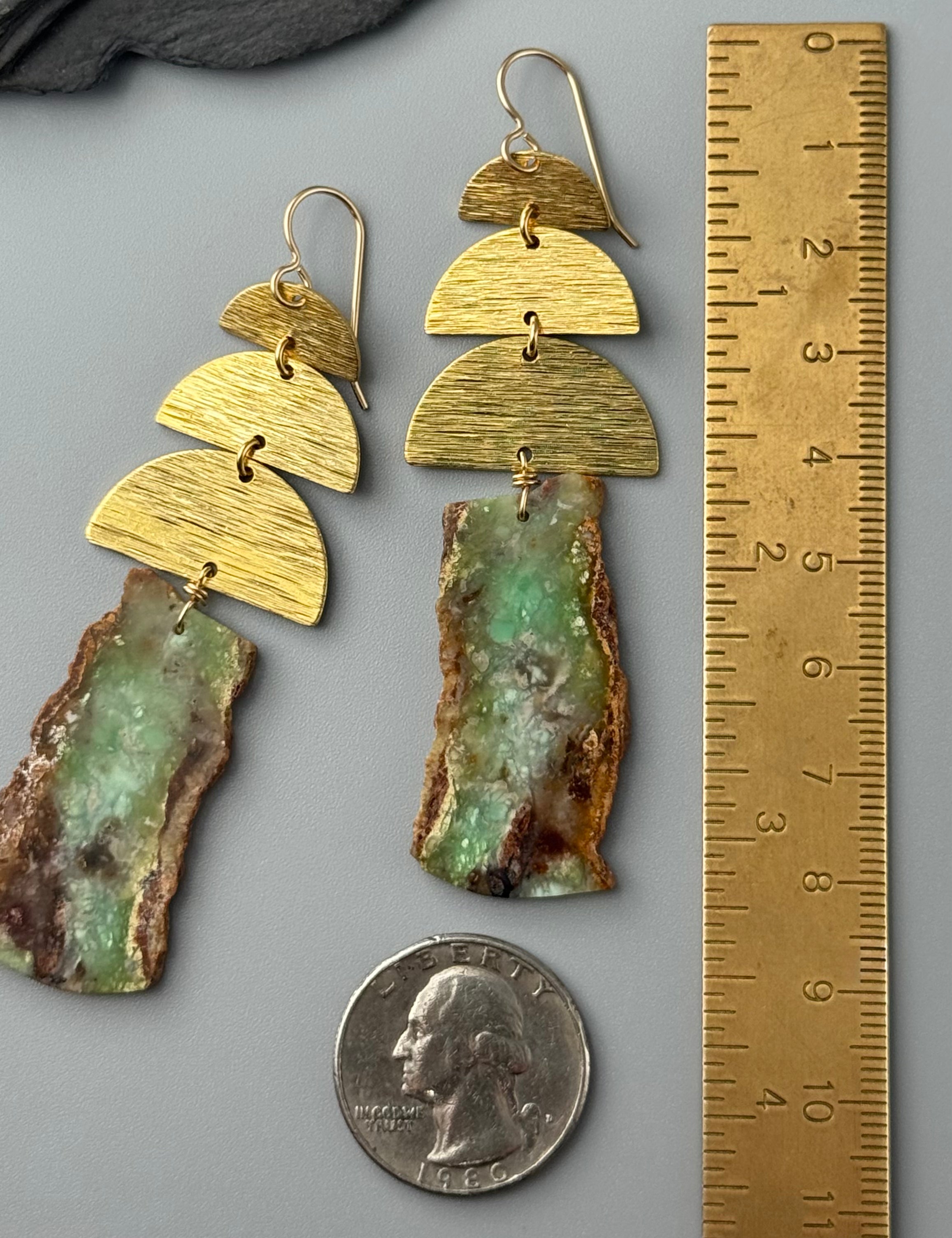 •MOONSTACK• chrysoprase + gold earrings