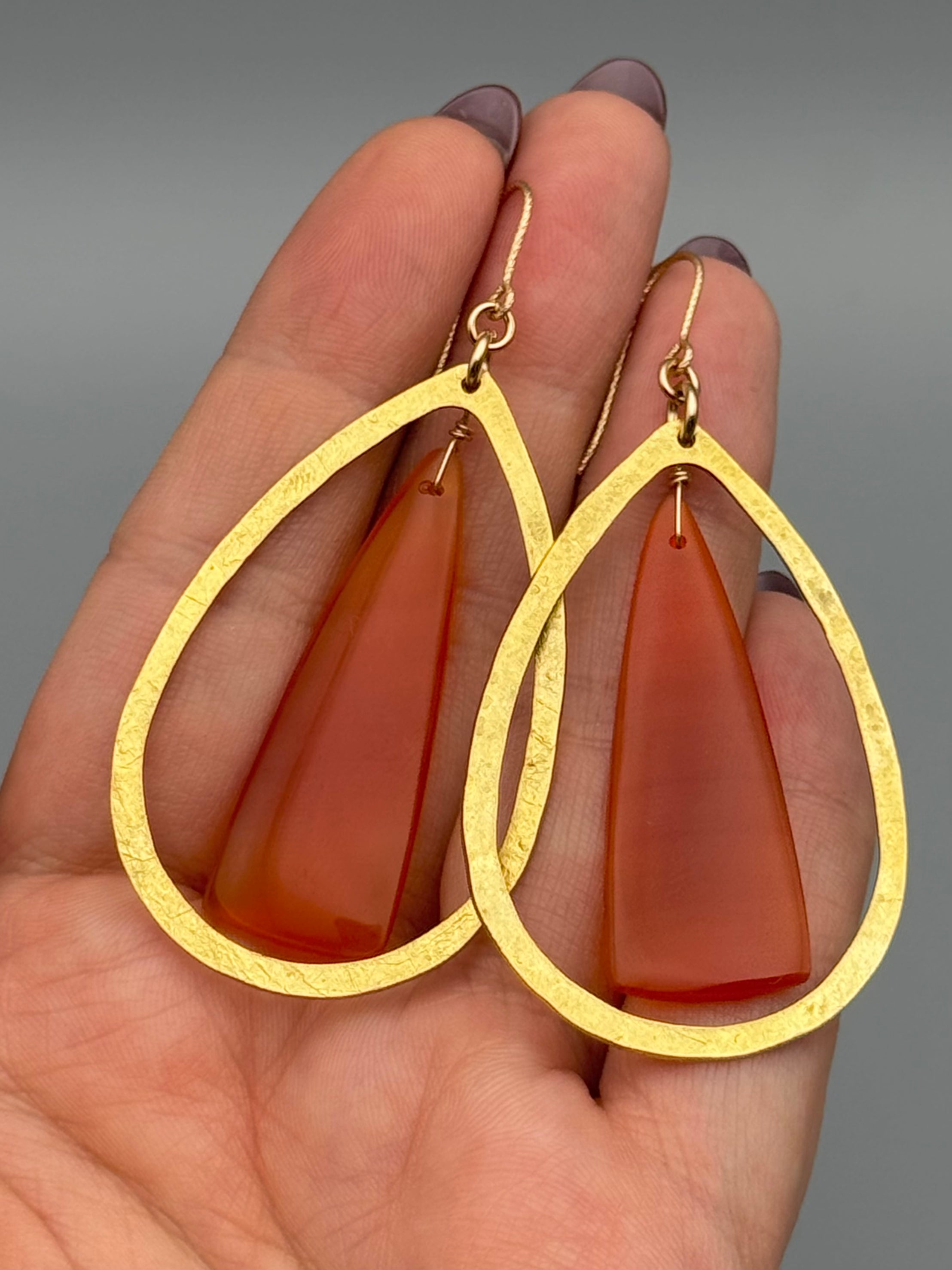 •DRIP DROP• carnelian + gold earrings