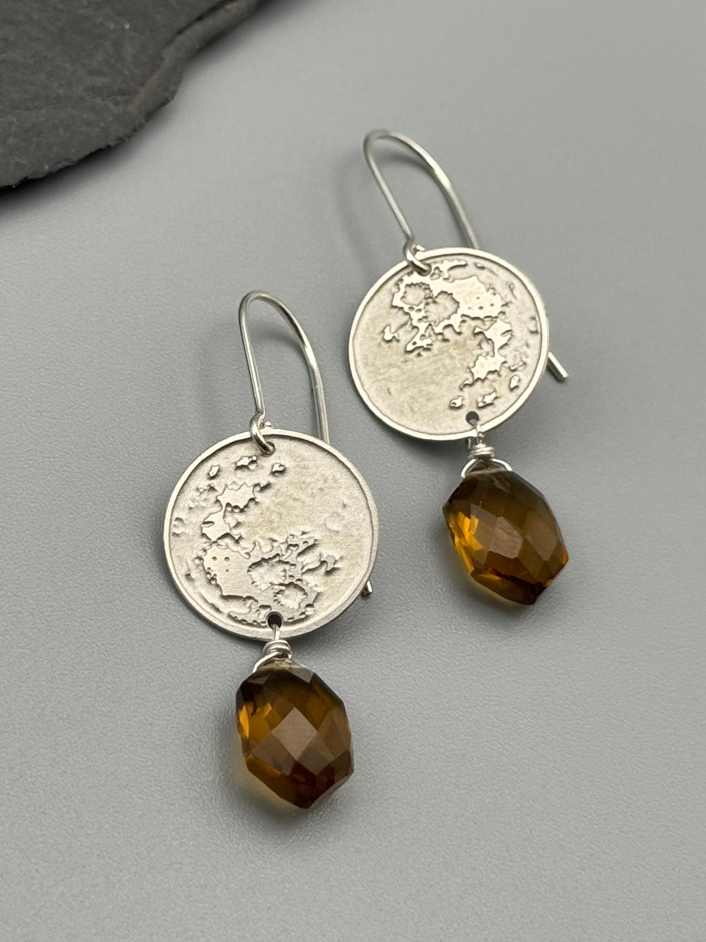 •MY MOON• smoky quartz + silver earrings