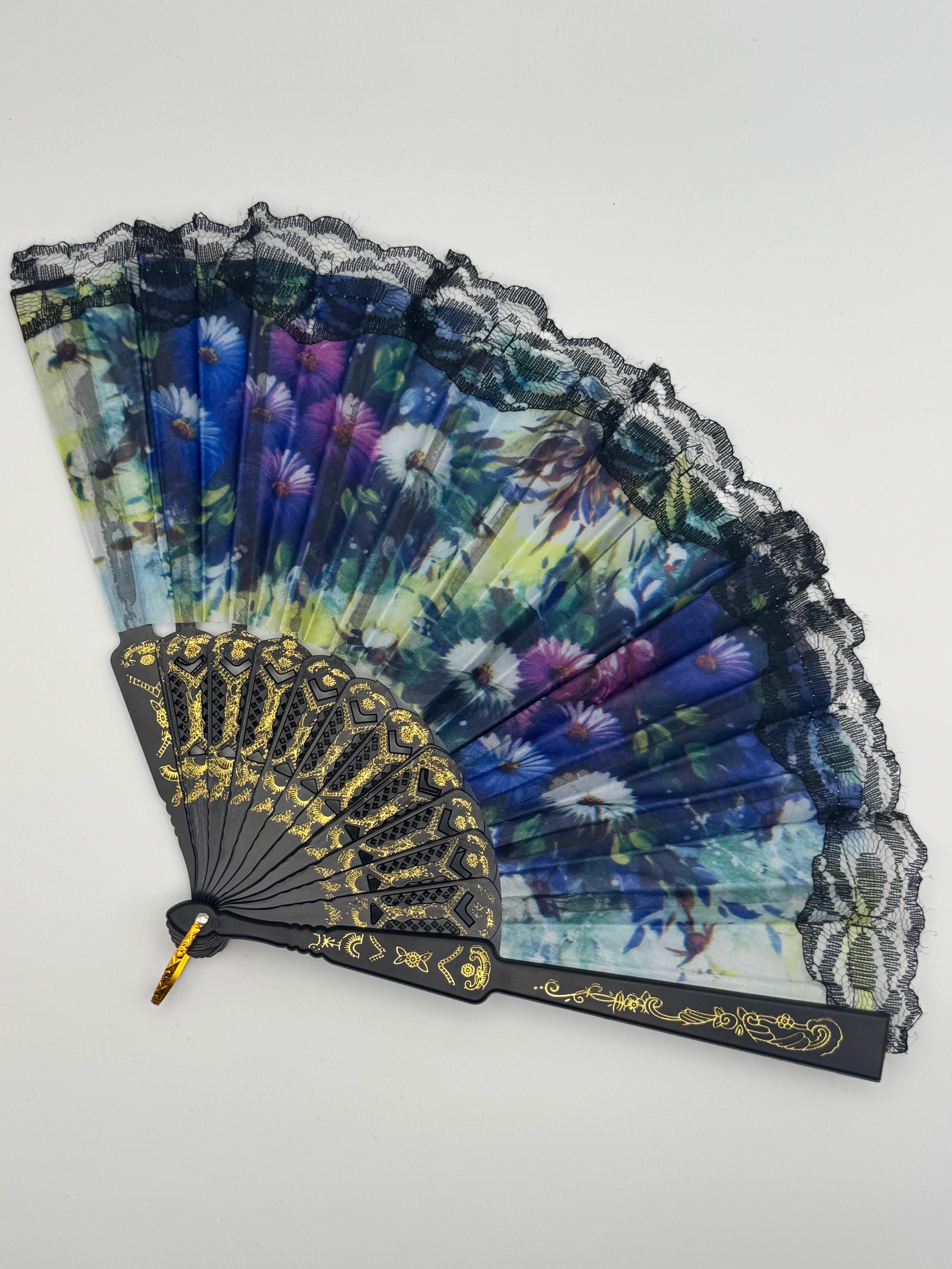 •LOVETT• goth lace floral folding fan
