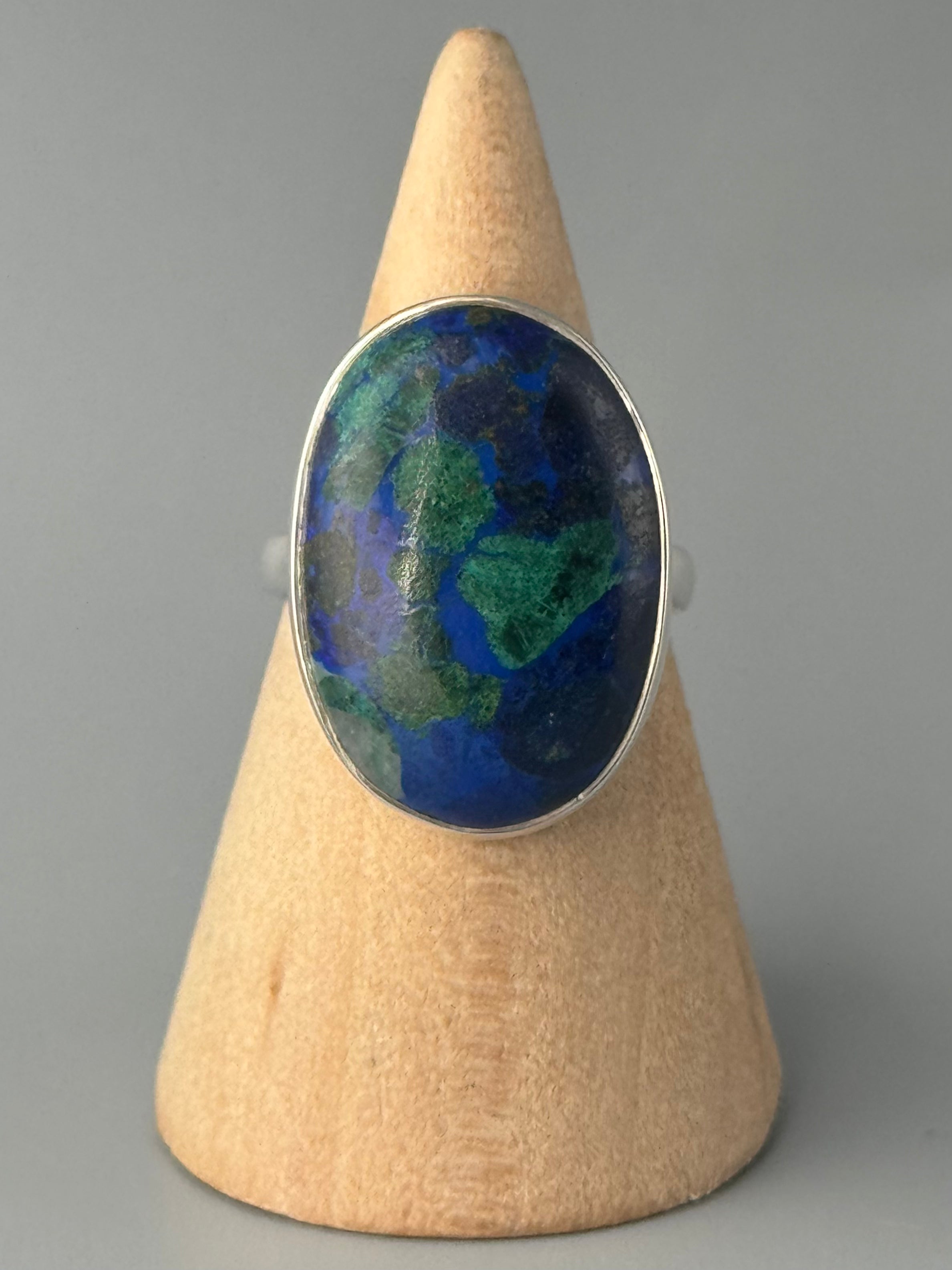 •AZURITE MALACHITE - OVAL• sterling silver ring (size 8)