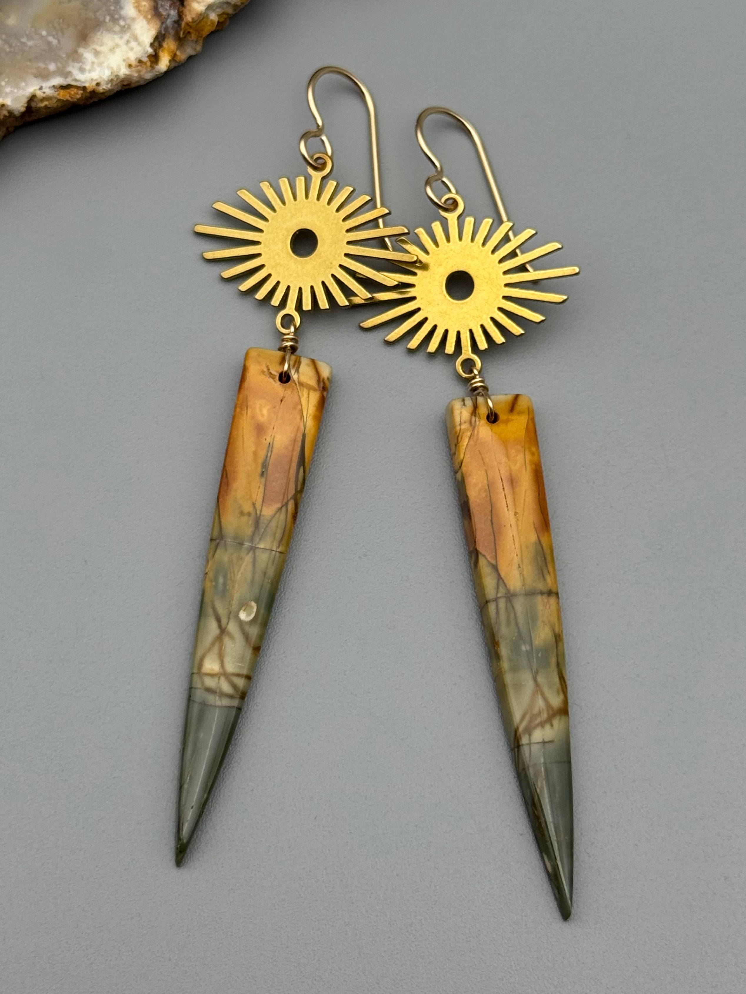 •EYE SHINE• red creek jasper + gold earrings