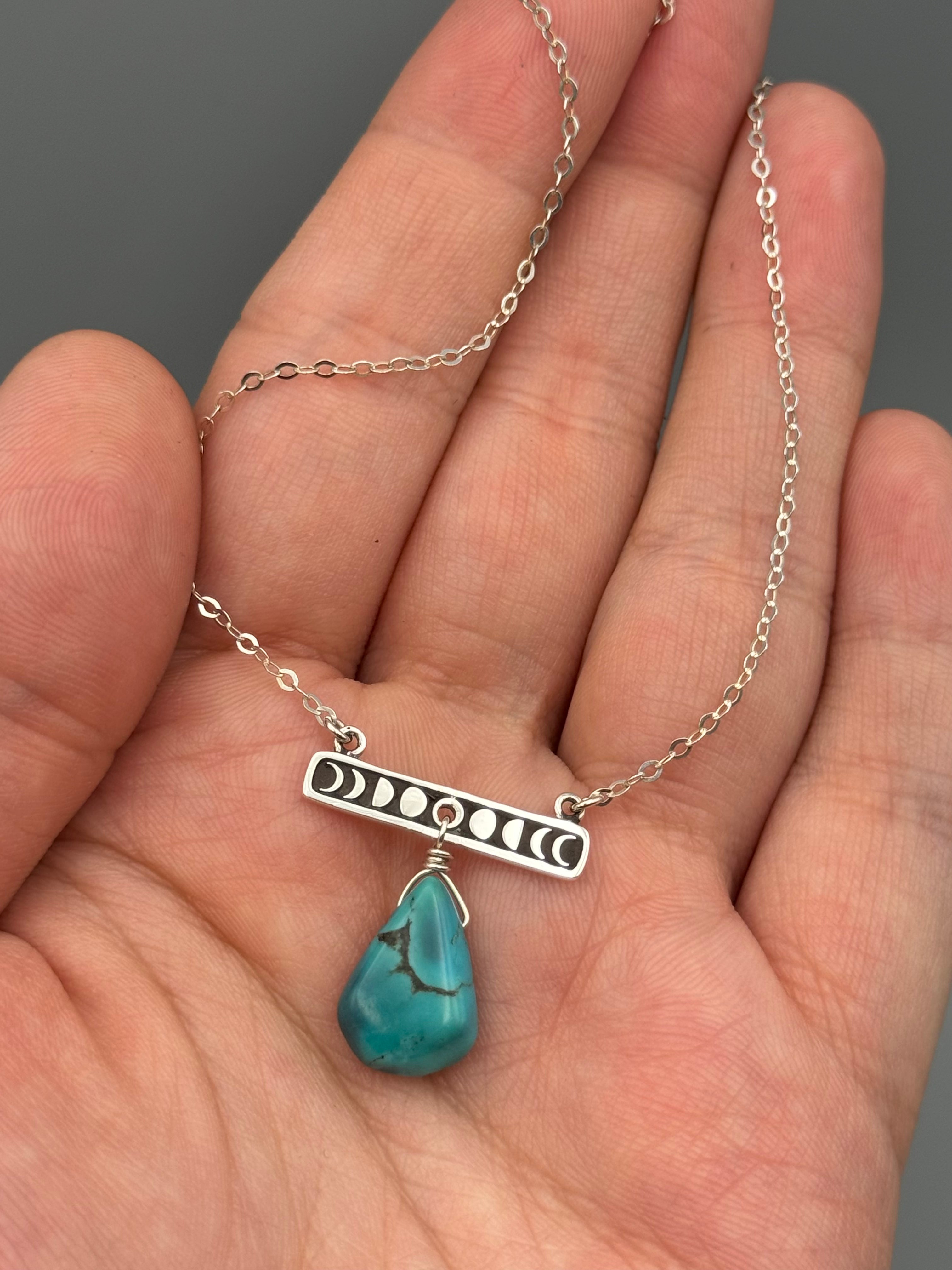 •NYX• turquoise + silver necklace (17"-19" long)