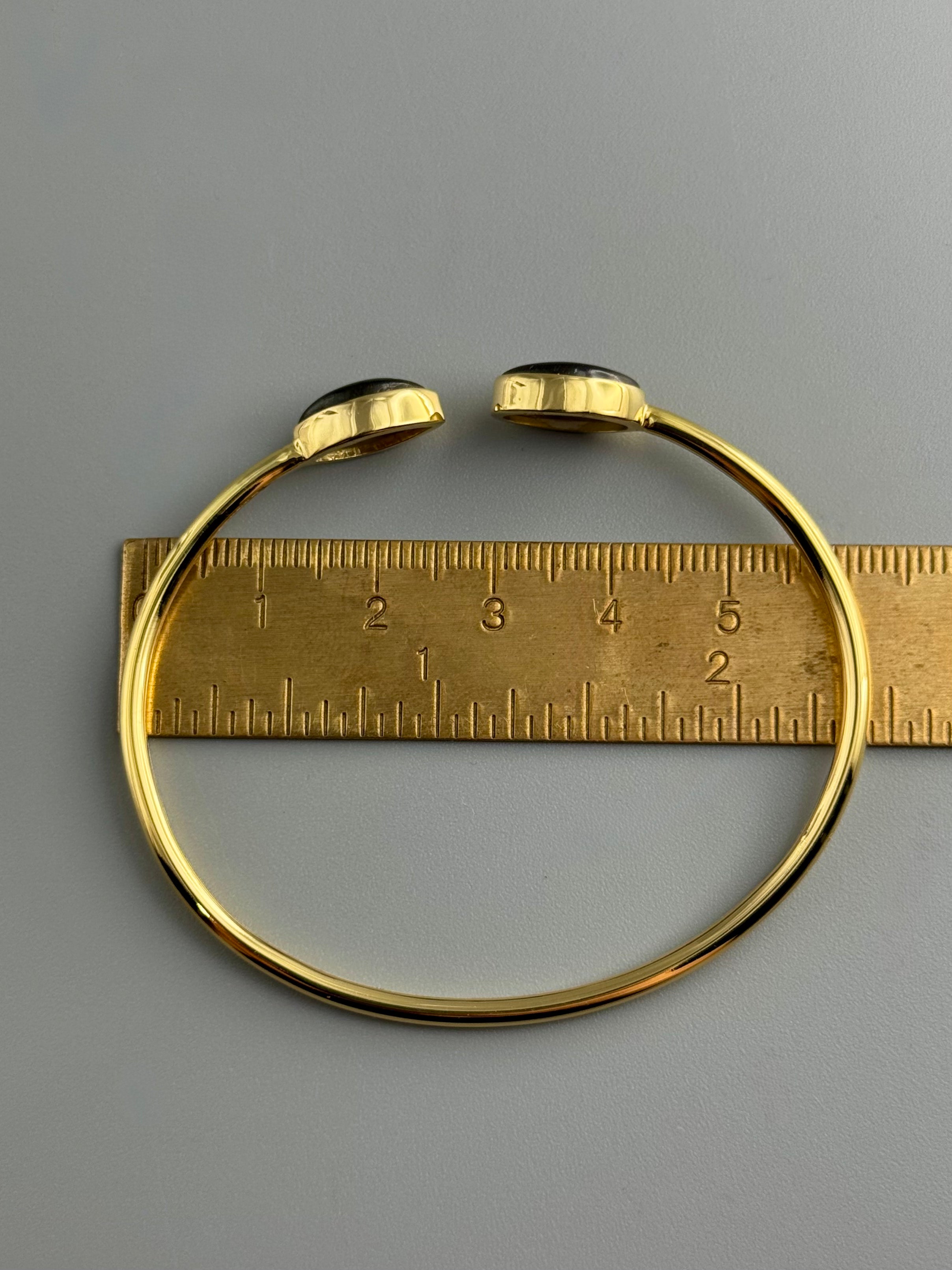 •OVAL + EYE• labradorite + gold twist-on cuff bracelet