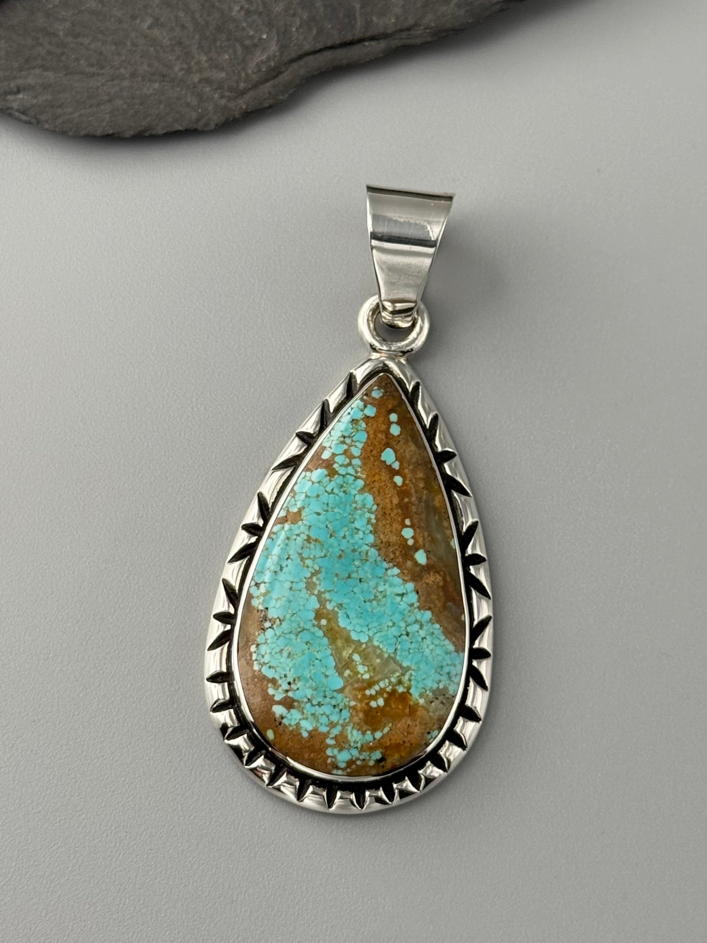 •#8 TURQUOISE - SNAKE WISDOM - 2• Navajo sterling silver pendant