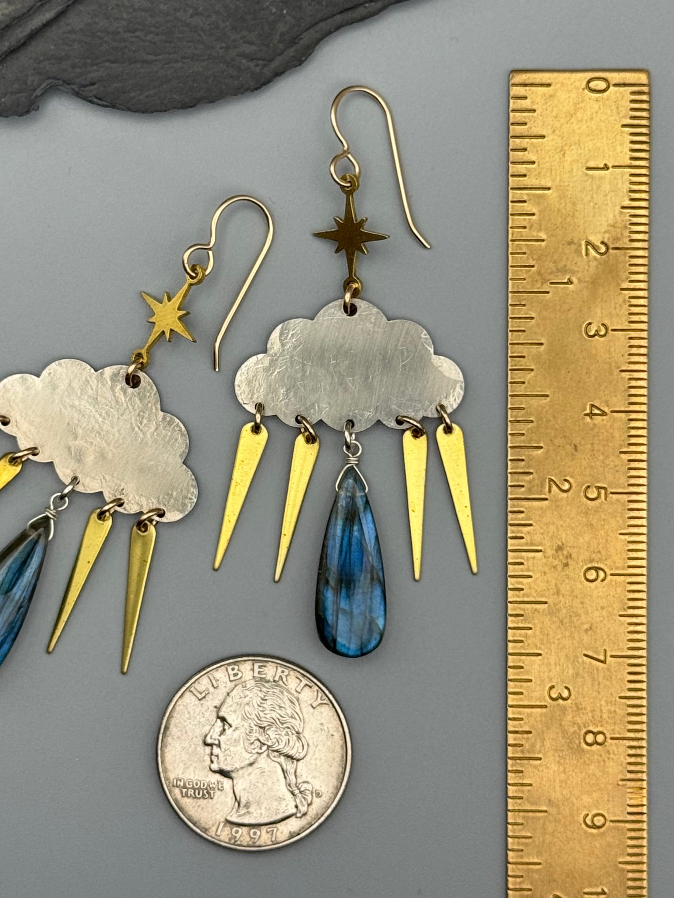 •STORMY• labradorite + mixed metal earrings
