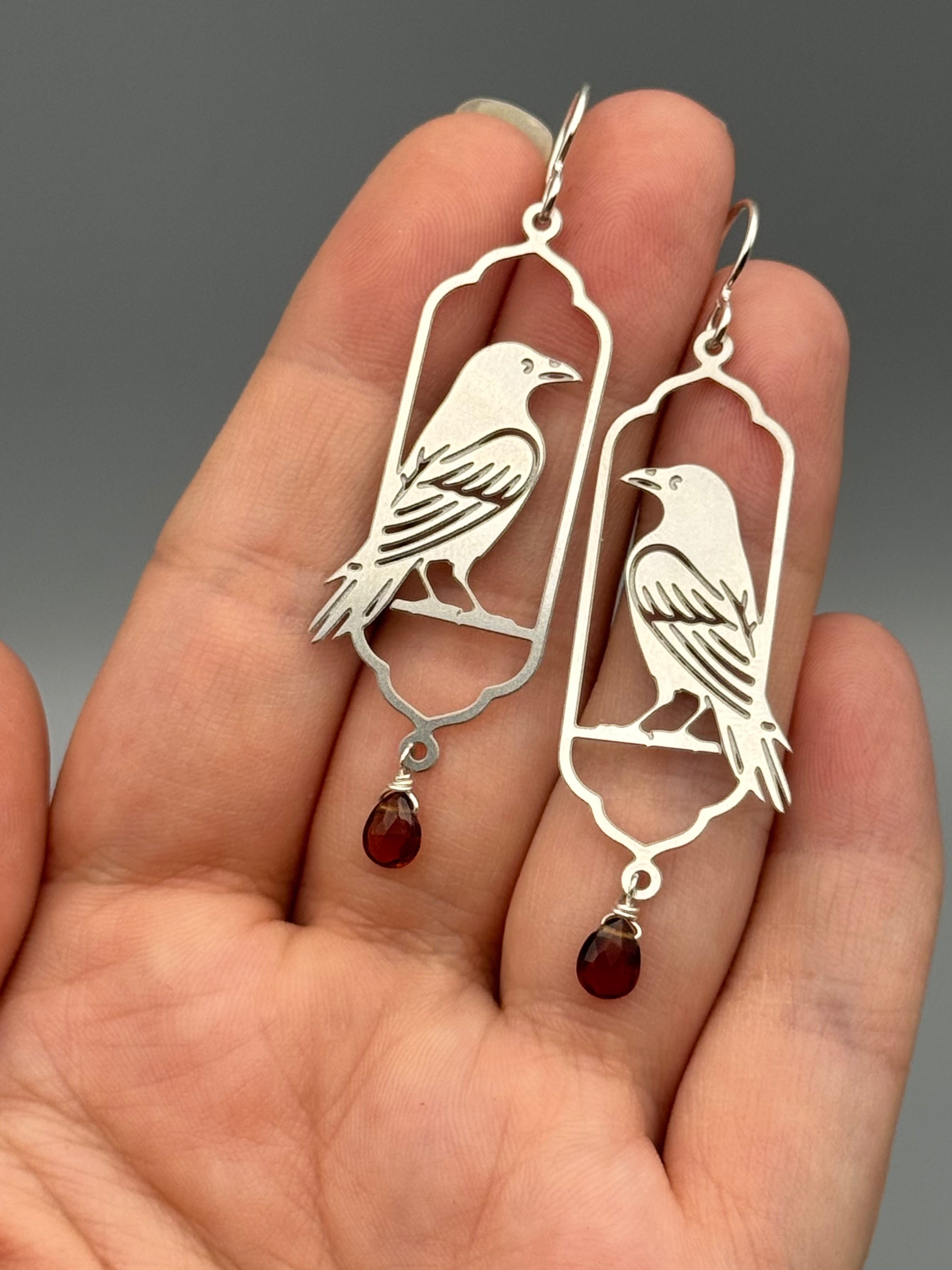 •NEVERMORE• hessonite garnet + silver earrings