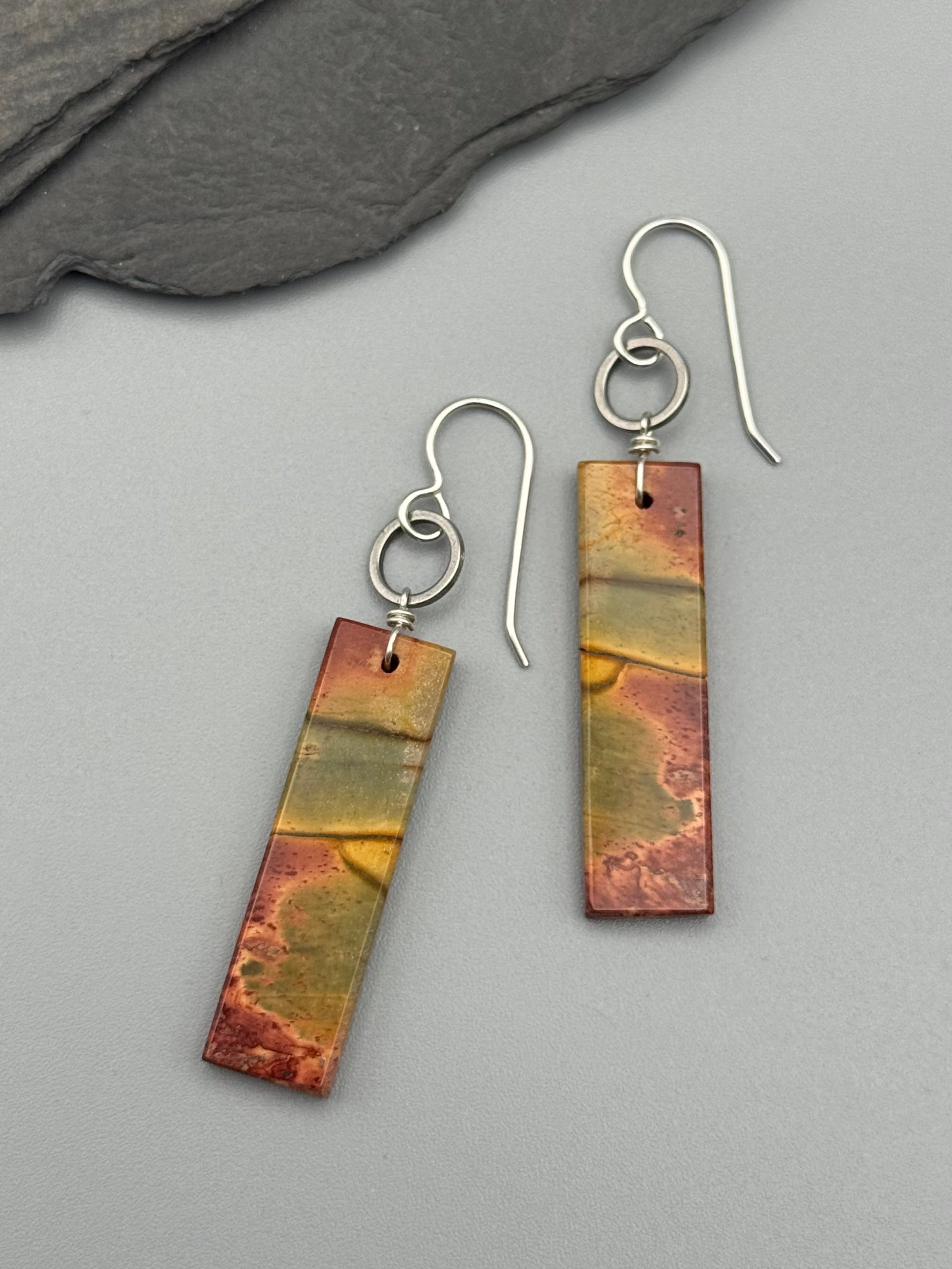•LUNA• red creek jasper + silver earrings