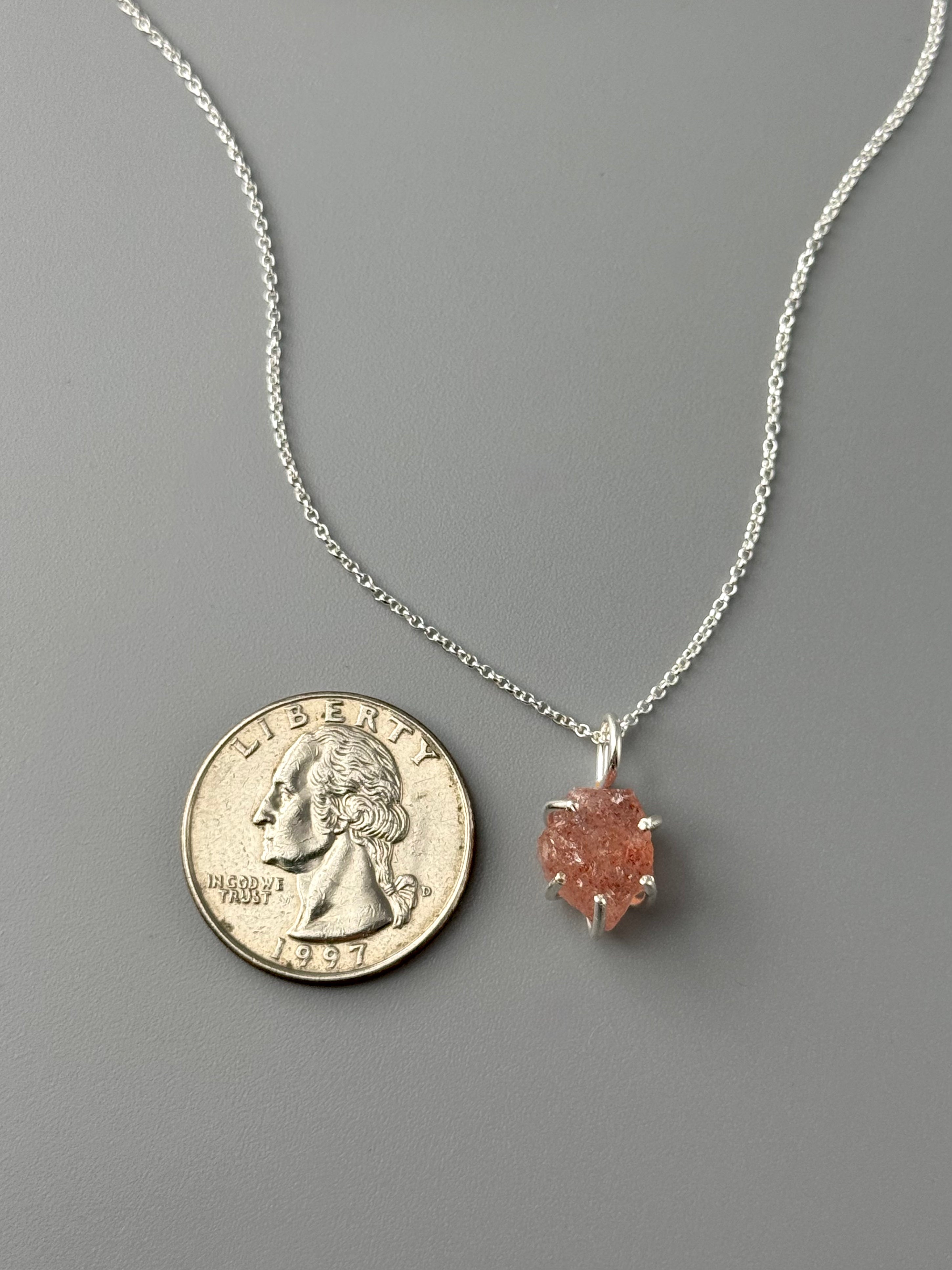 •CRADLE• rose quartz + silver necklace (18" long)