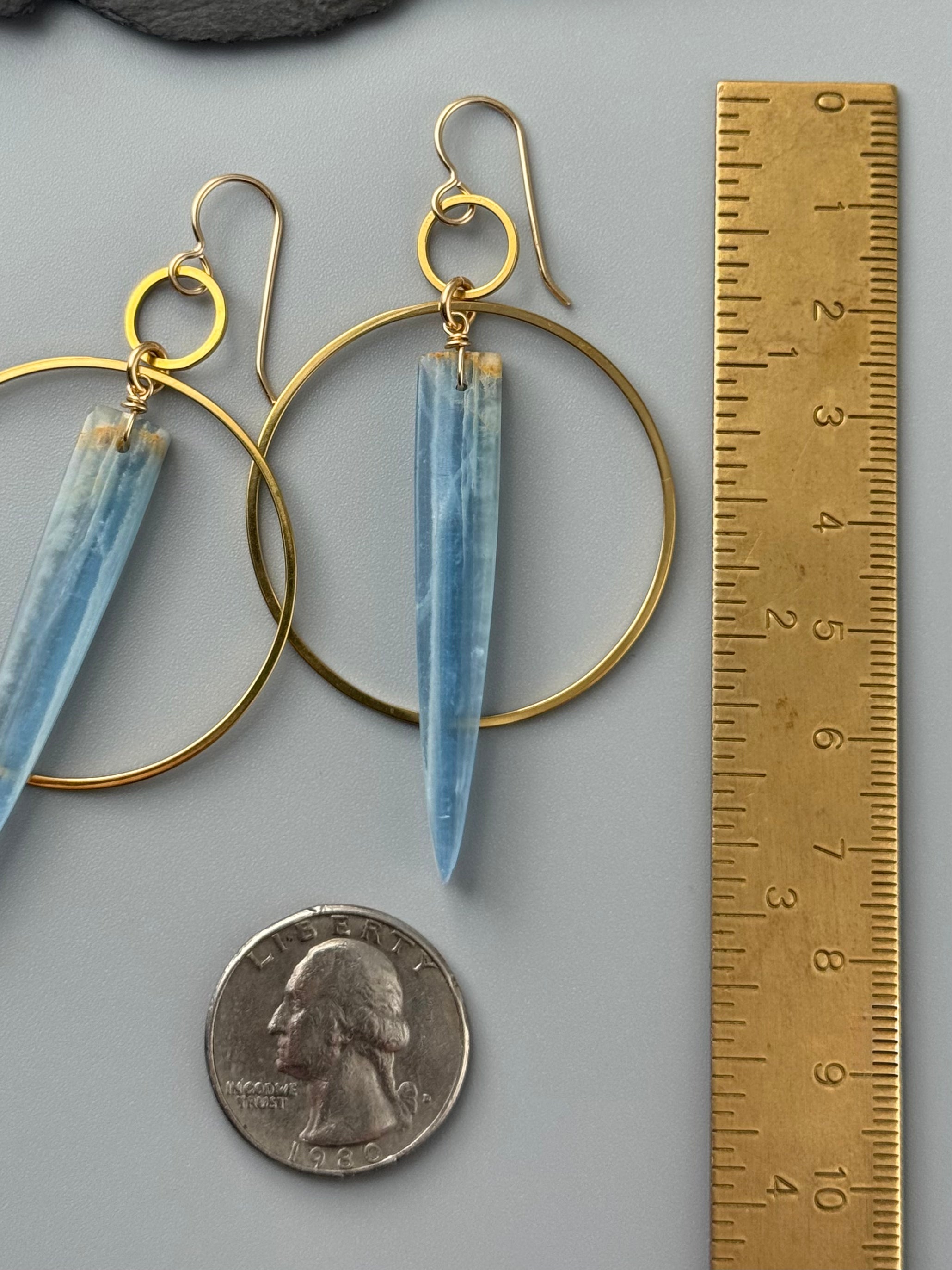•EQUA-ORBIT• blue calcite + gold earrings