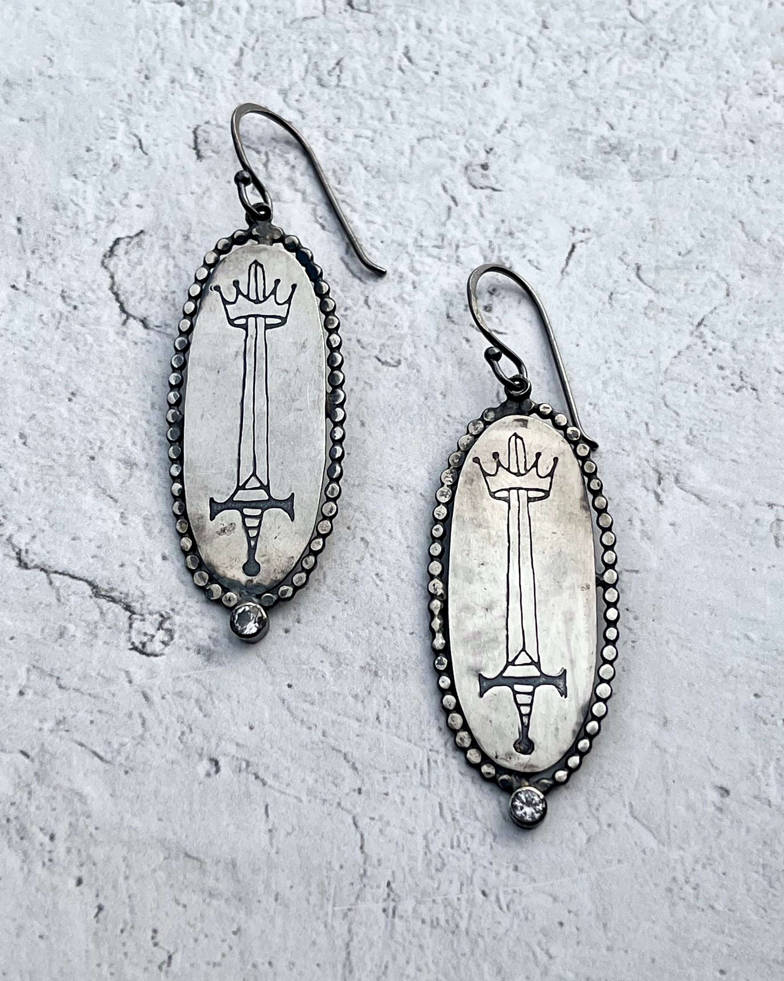 •ACE OF SWORDS• topaz + silver dangle earrings