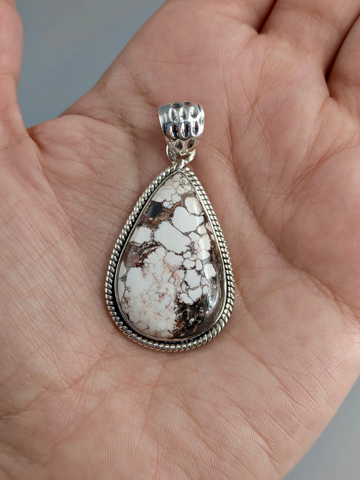 •WILD HORSE JASPER TEAR - ROPE 1• sterling silver pendant