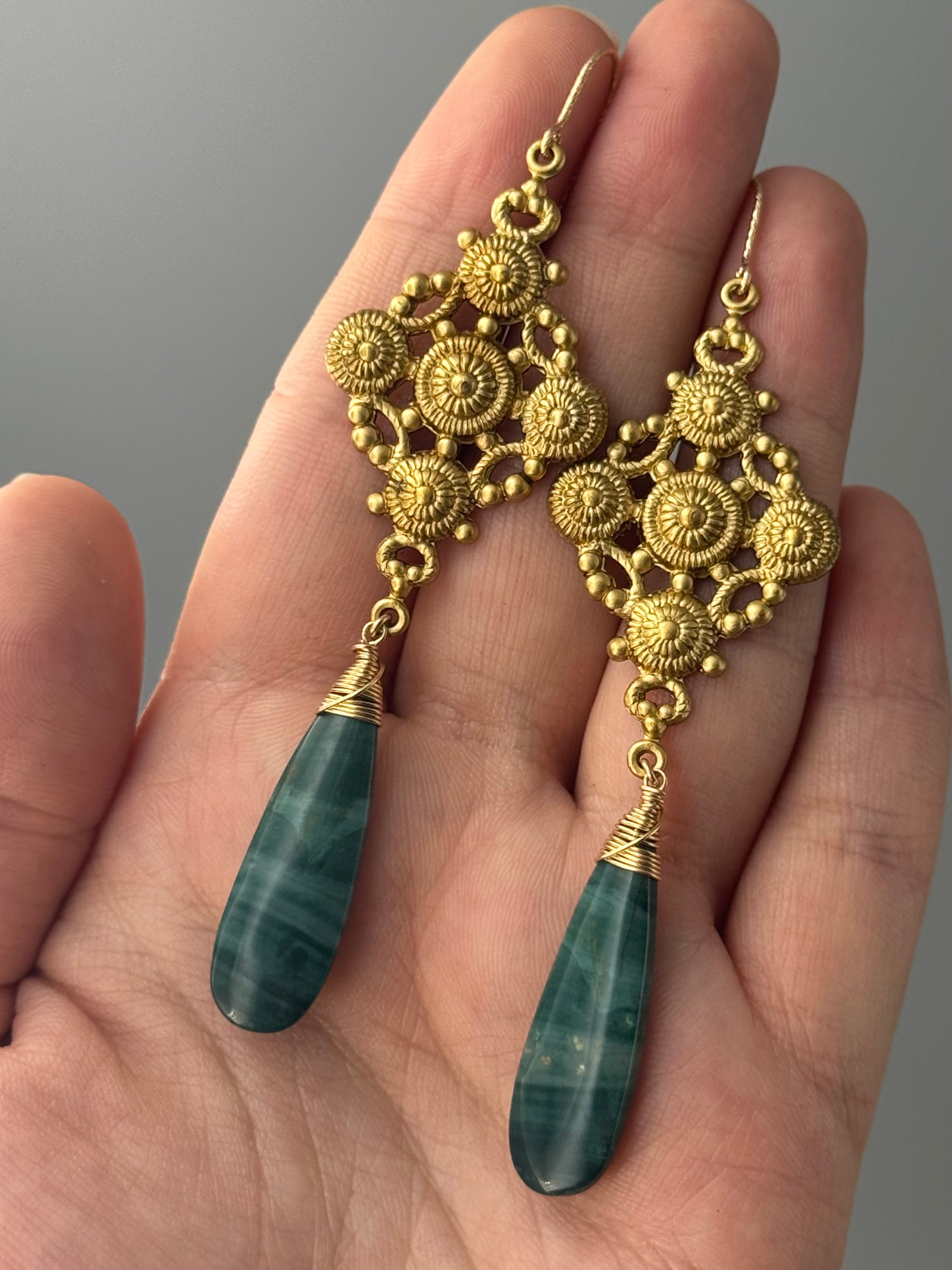 •FLORENCE• green mountain jade + gold earrings