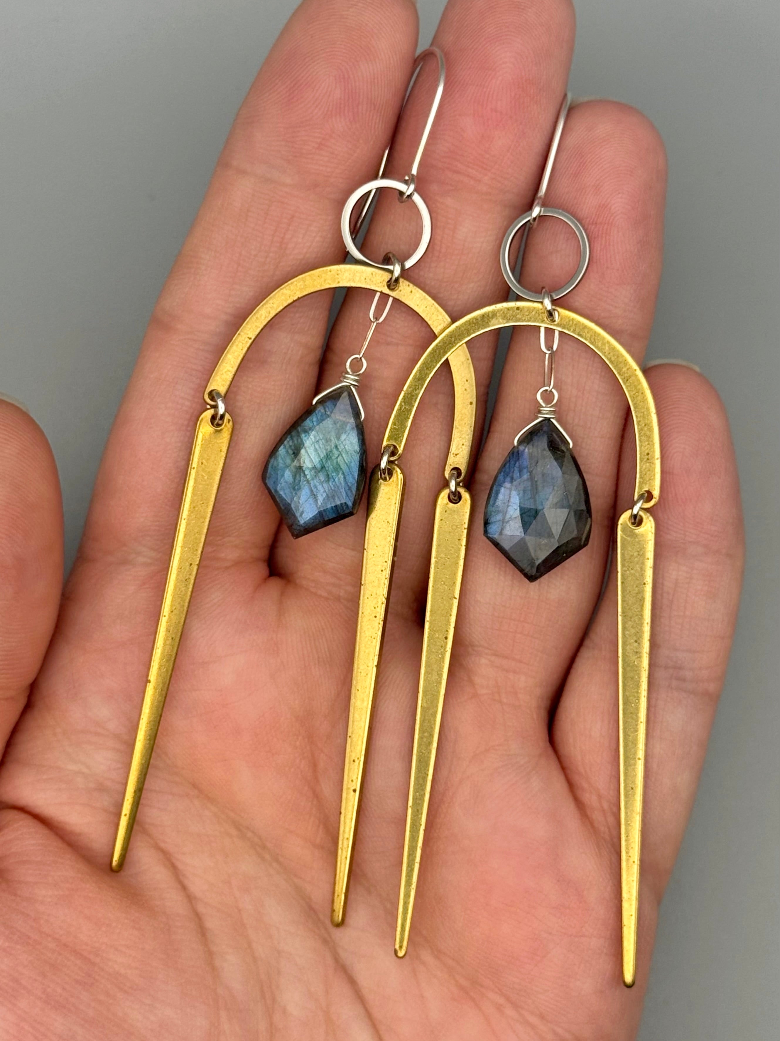 •RAIN OR SHINE• labradorite + mixed metal earrings