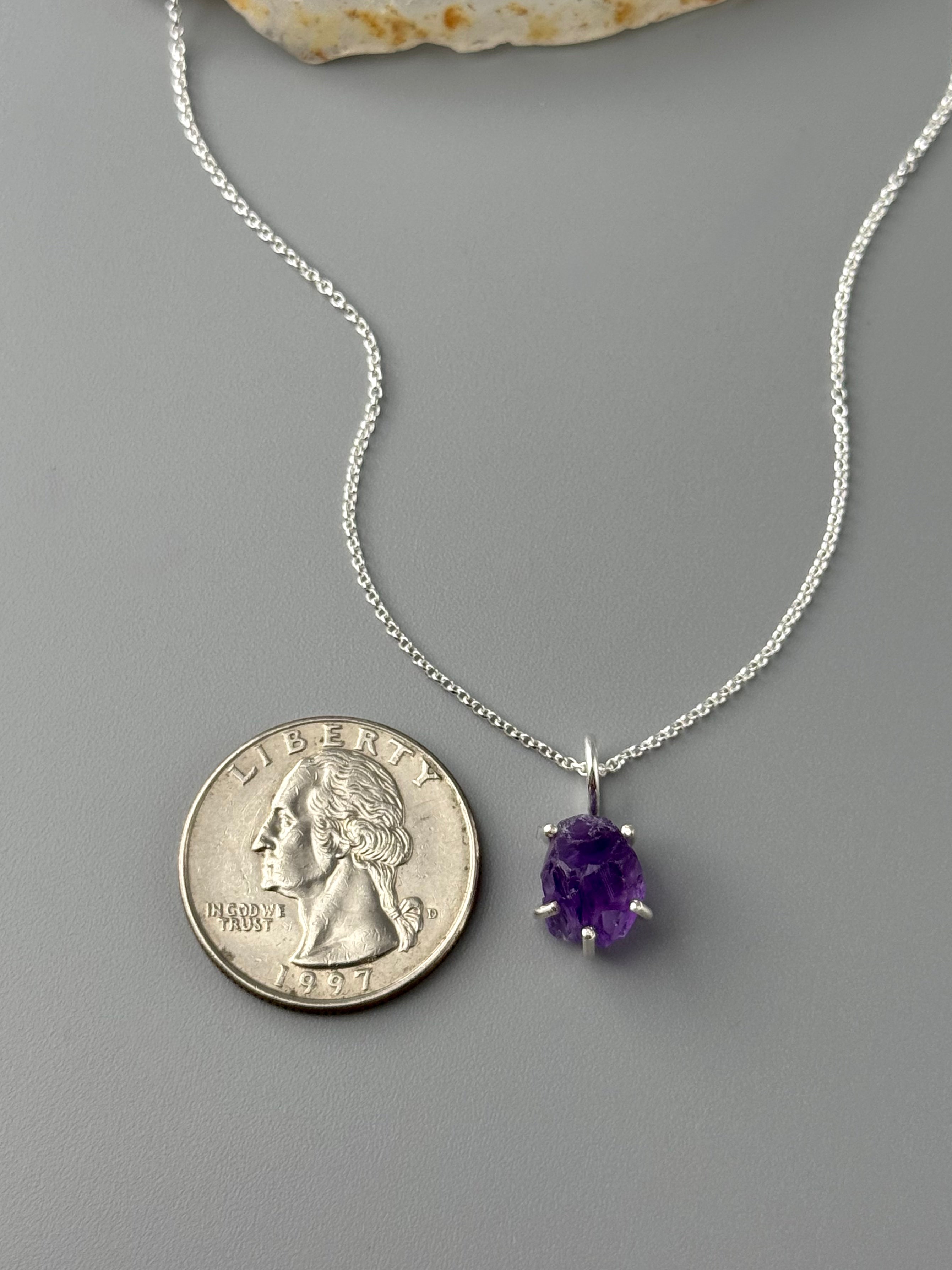 •CRADLE• amethyst + silver necklace (18" long)